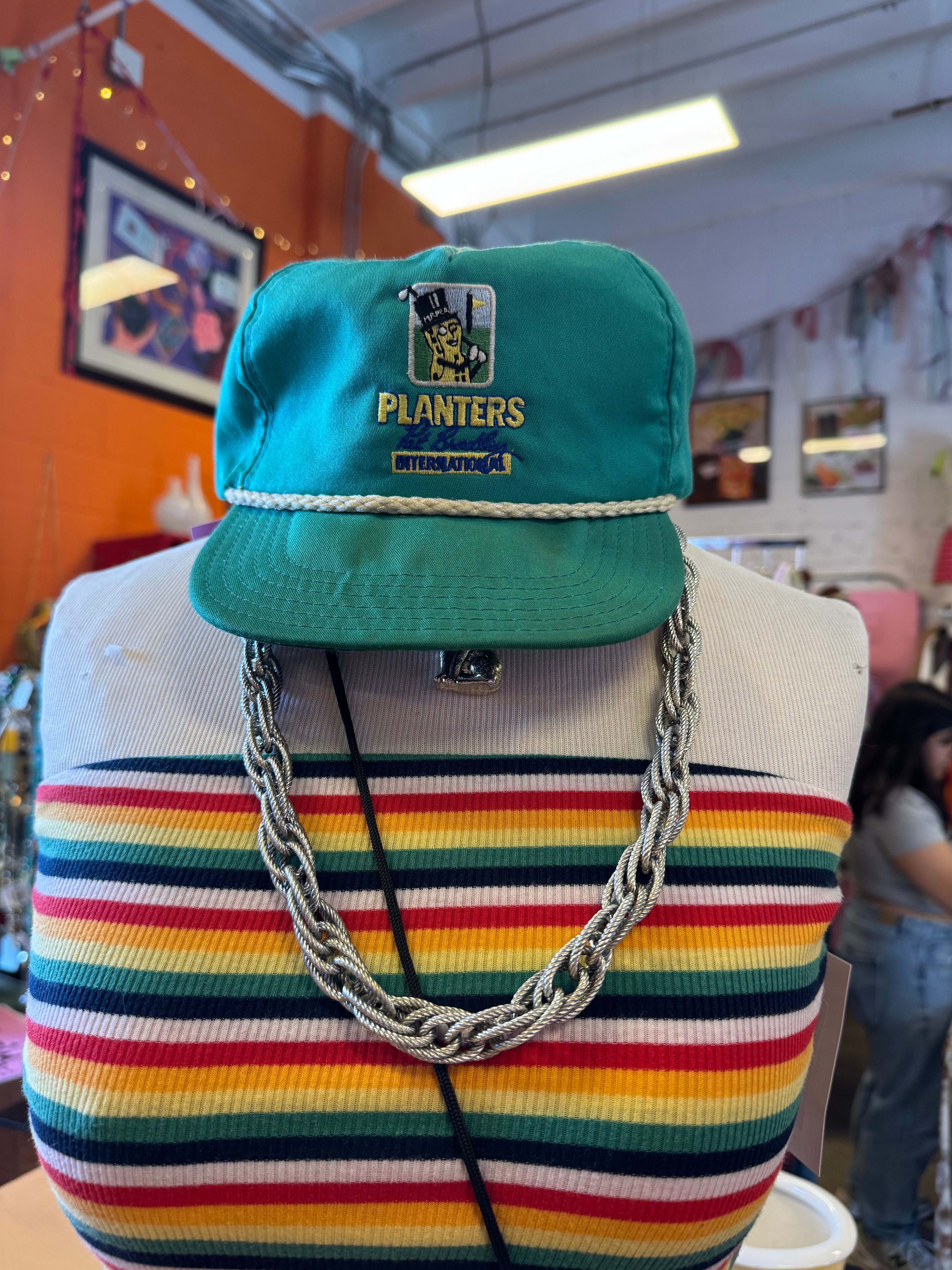 teal planters vtg planters cord hat