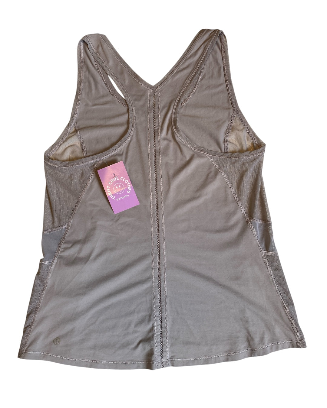grey lululemon sheer paneled tank top, M