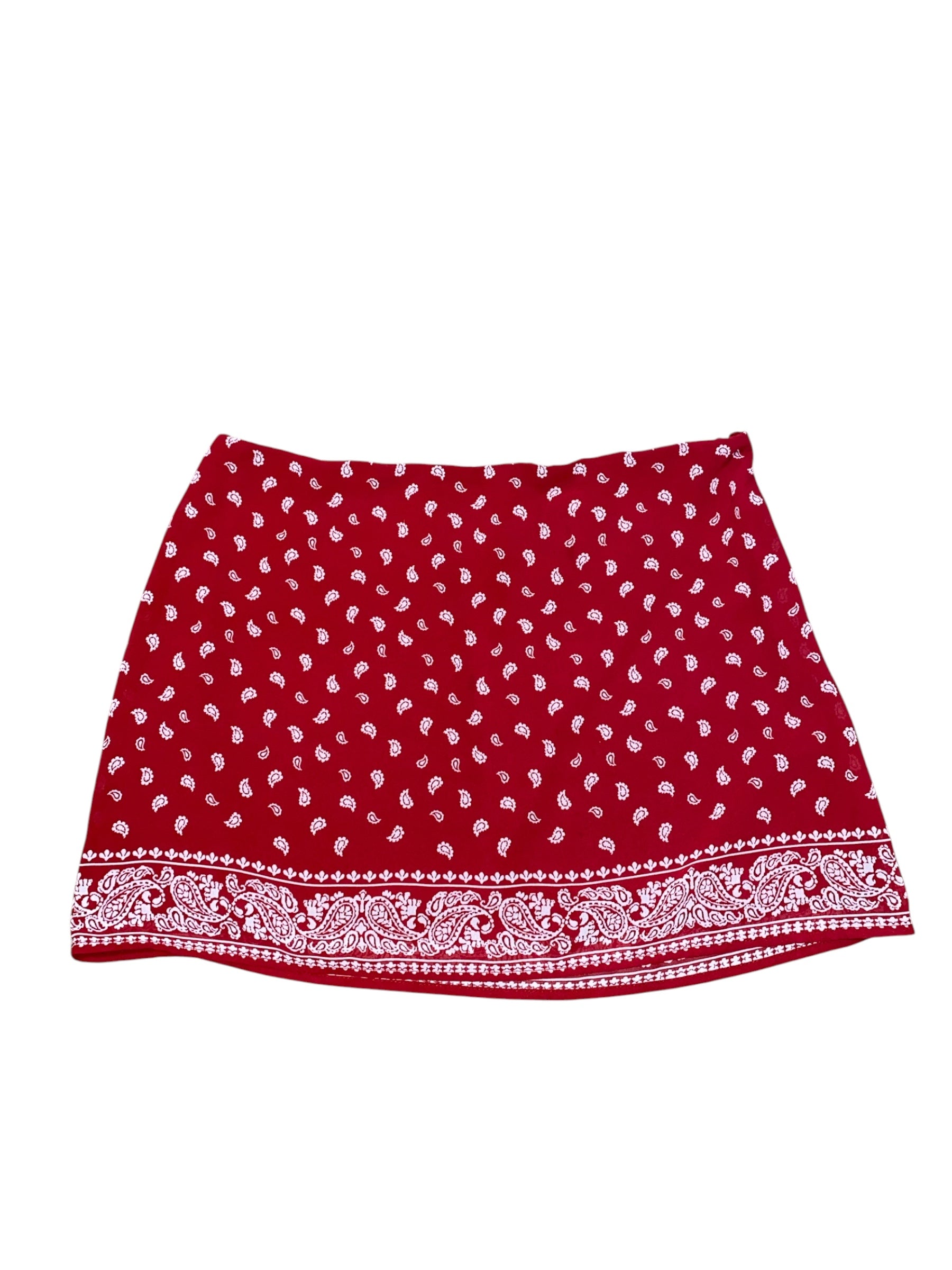red wild fable bandana print mini skirt, s