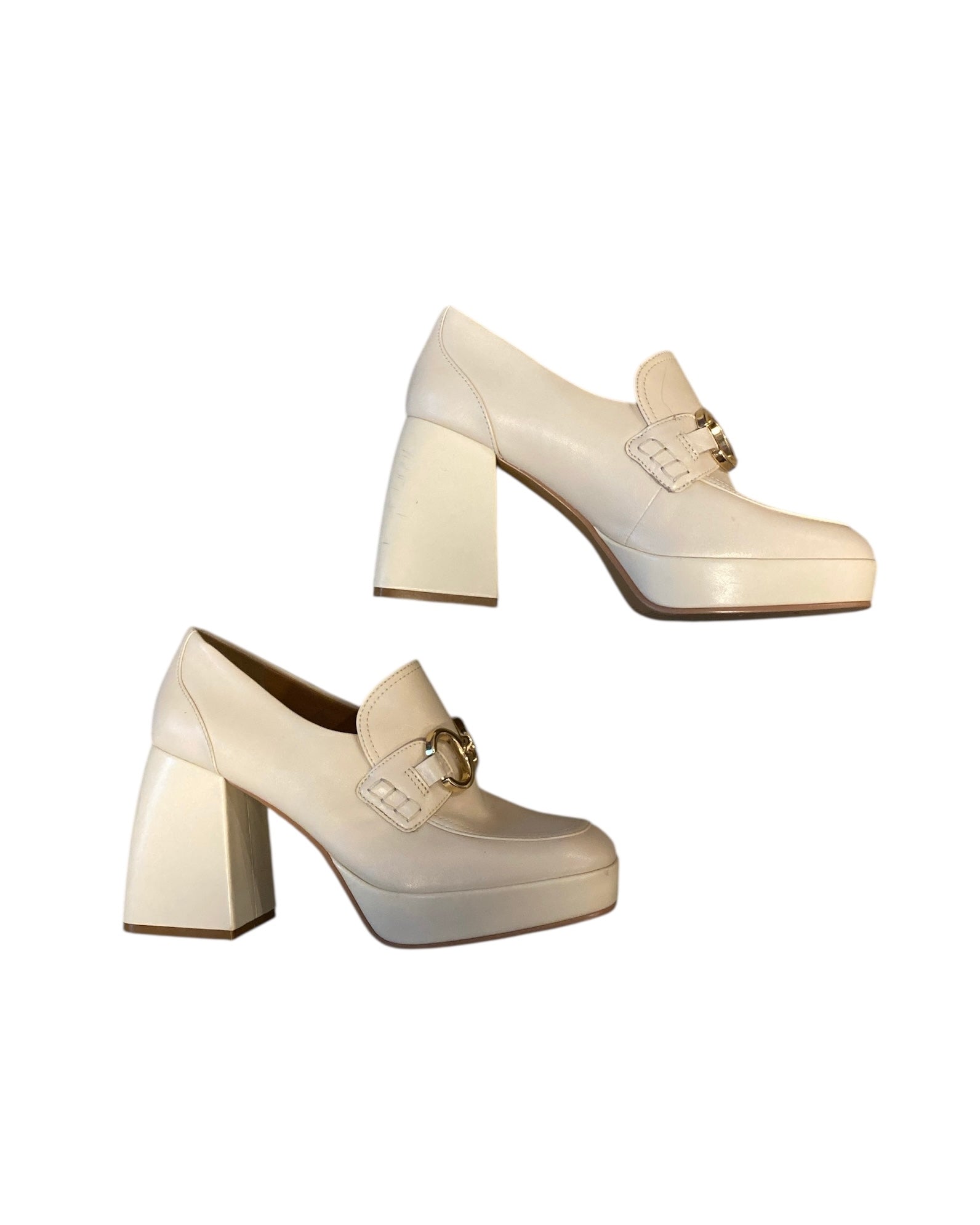 cream lisa & vicky heeled mules, fits like a 7