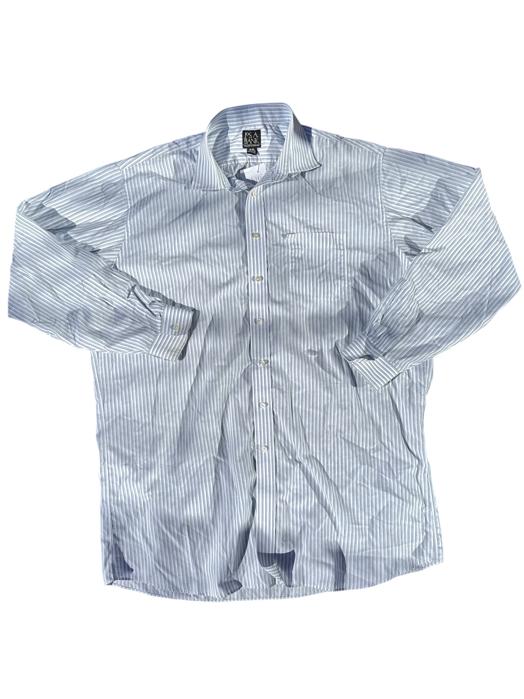 white blue jos a bank striped button down, 18