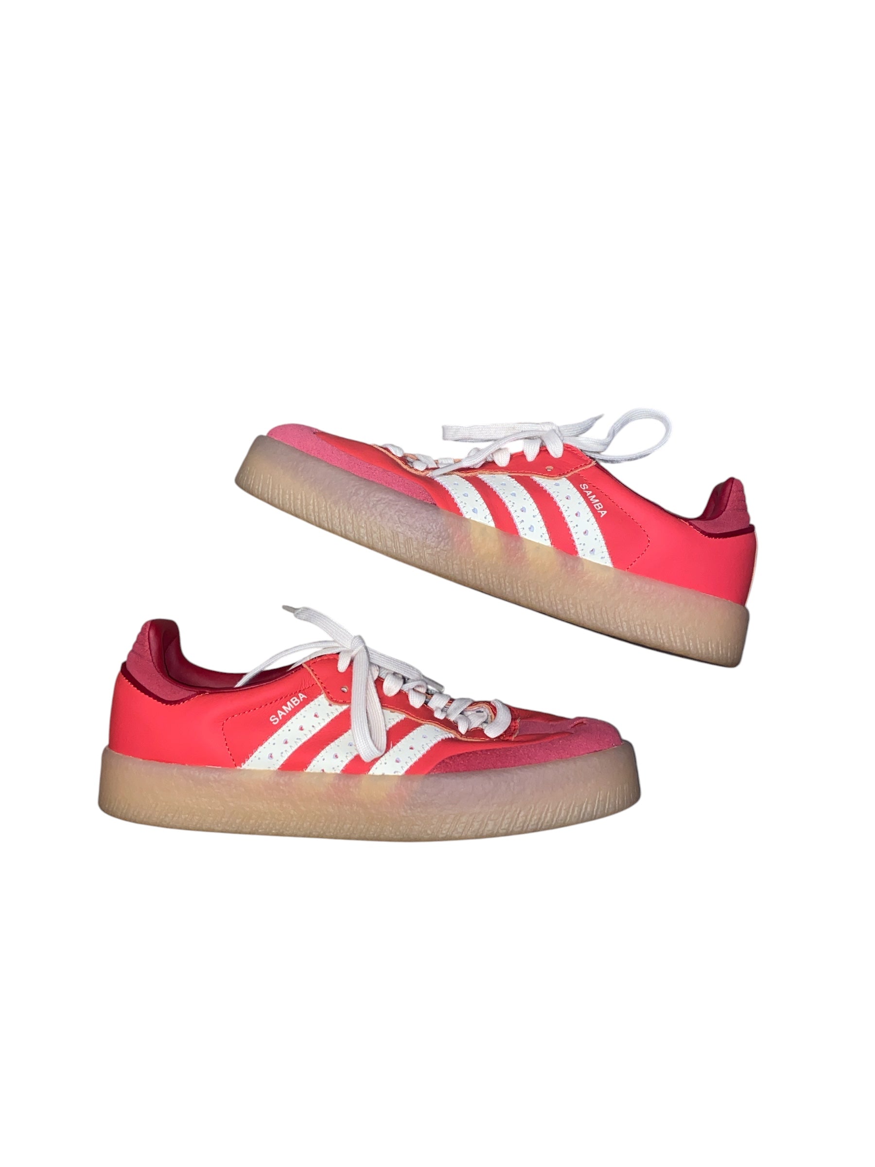 red adidas samba sneakers, 8.5
