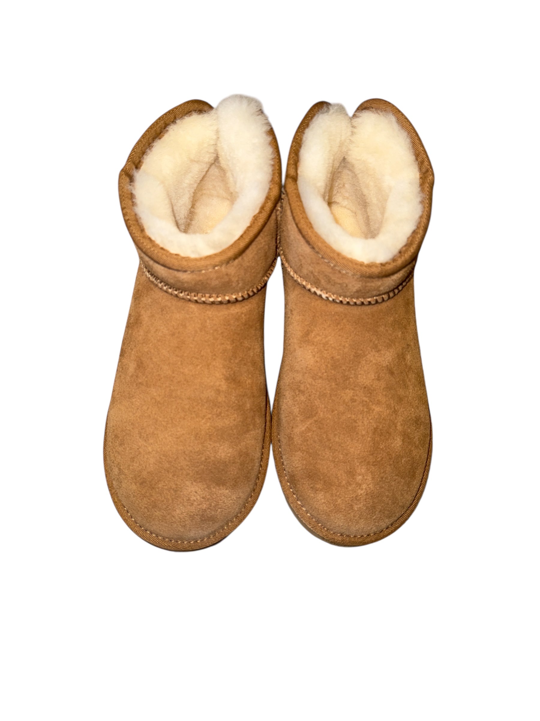 brown fireside ankle fuzzy boots, 8