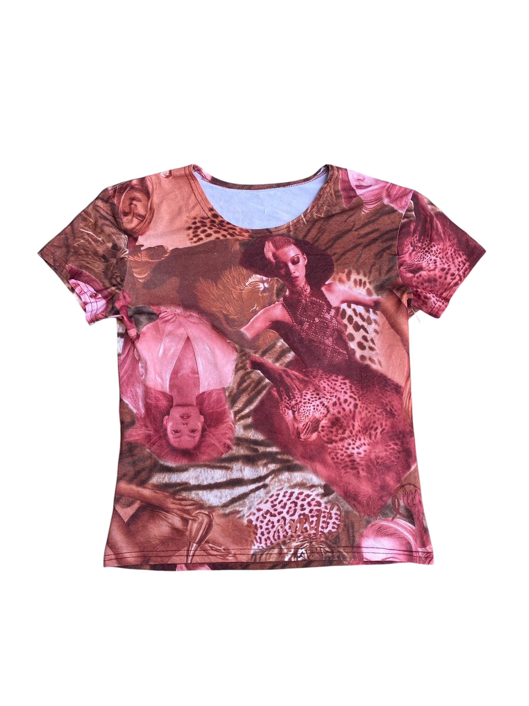 pink brown  cheetah women top, m
