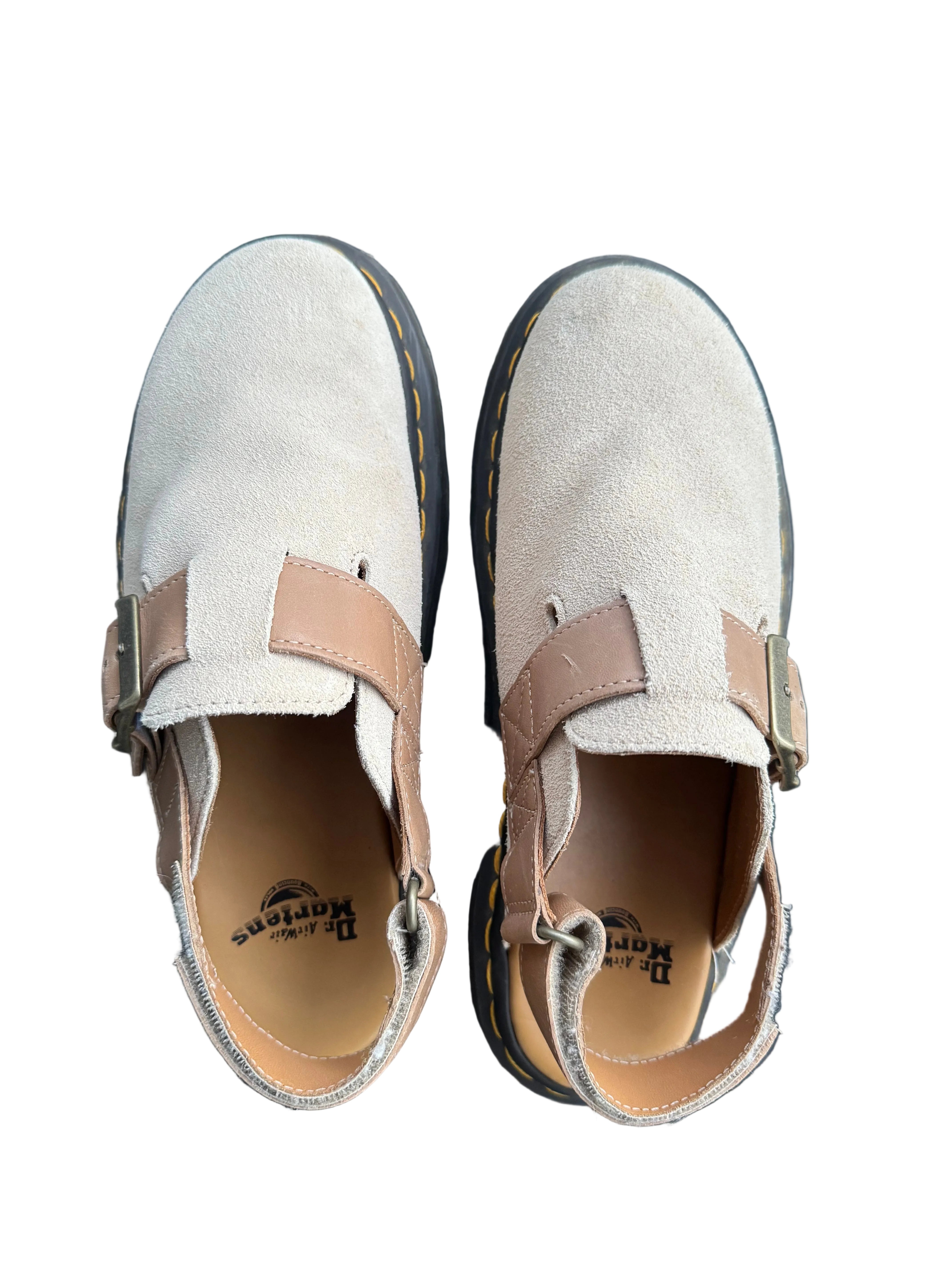 beige dr martens clogs, 8