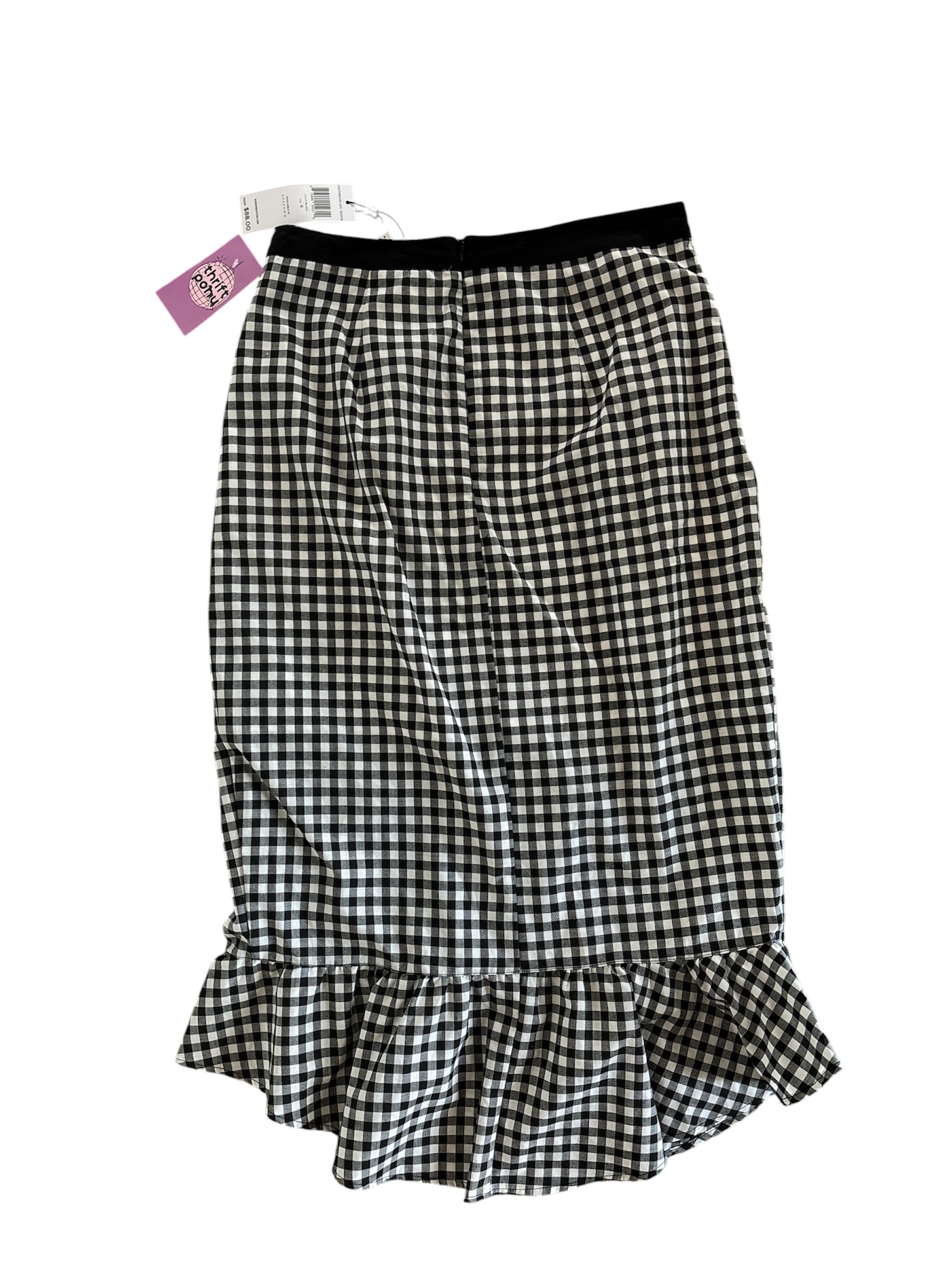black white bcbgeneration NWT gingham midi skirt, 4