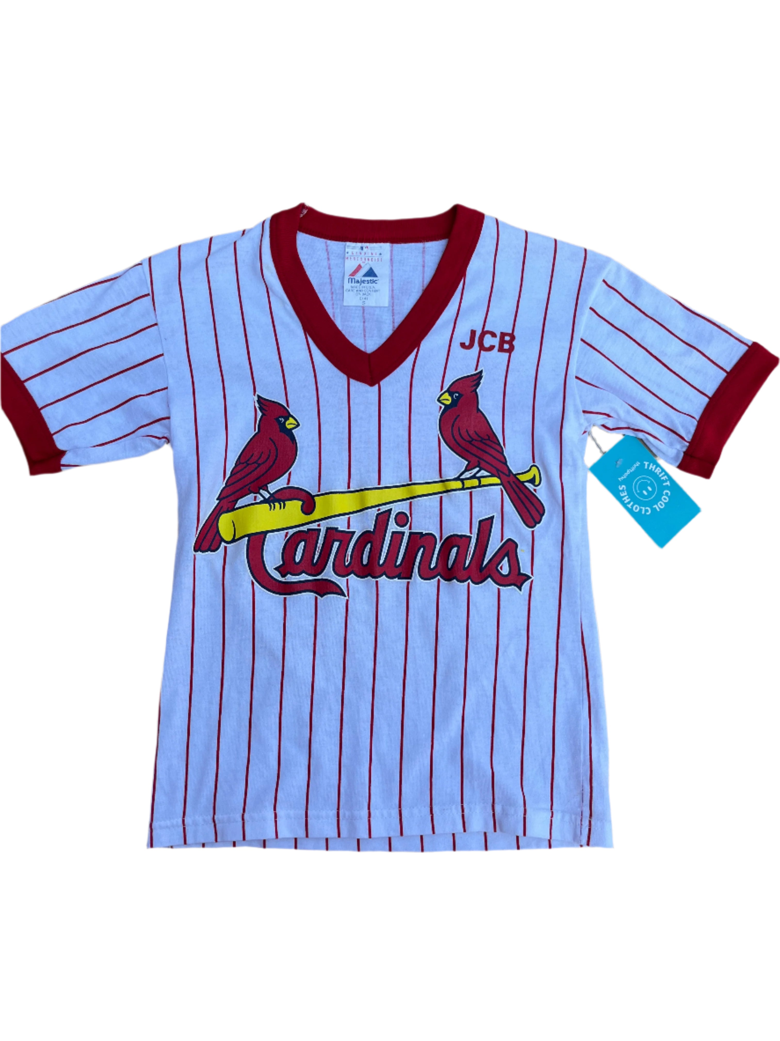 white red majestic vtg cardinals tee, s
