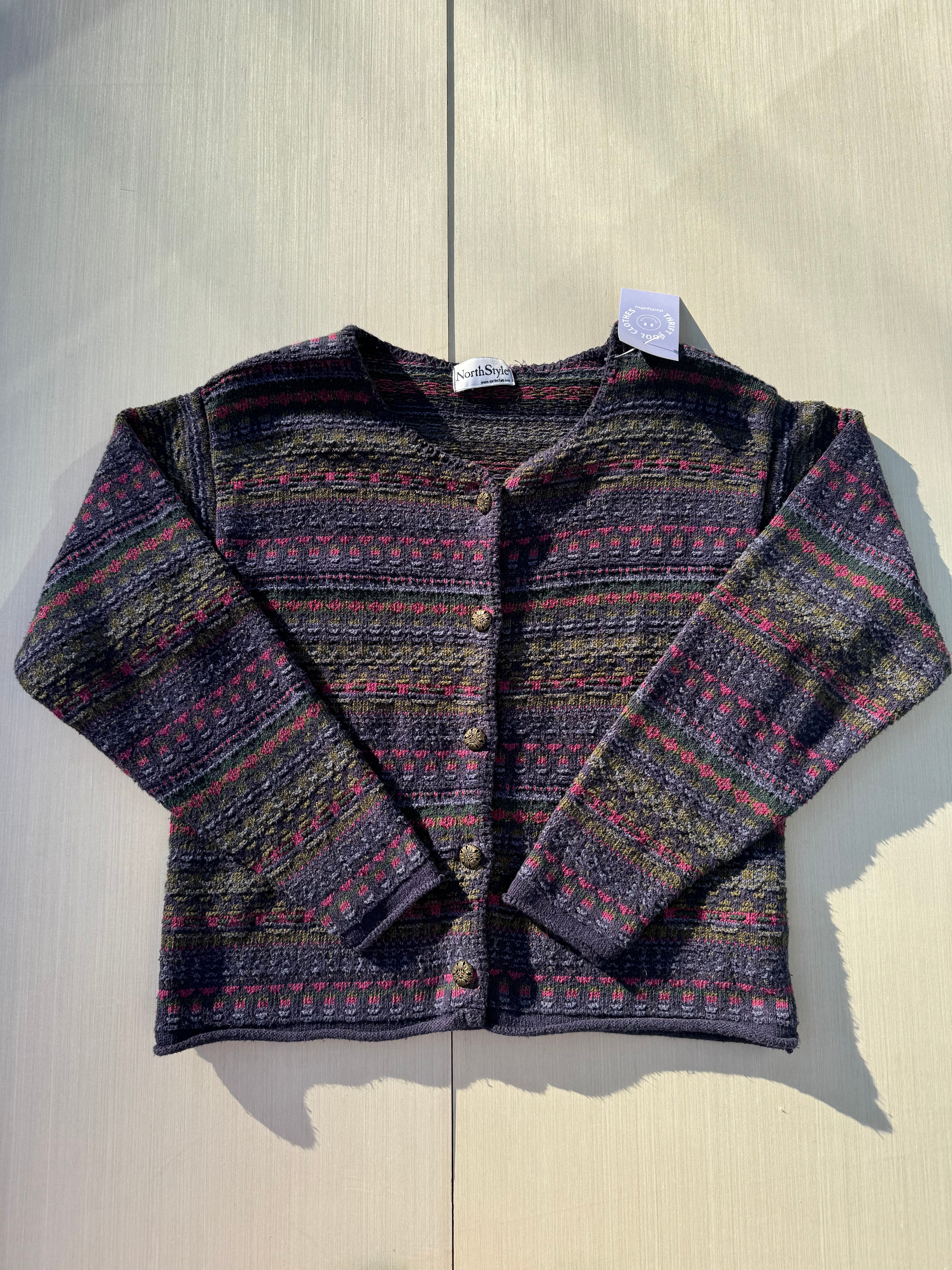 Purple North style Vtg patterned cardigan, Small