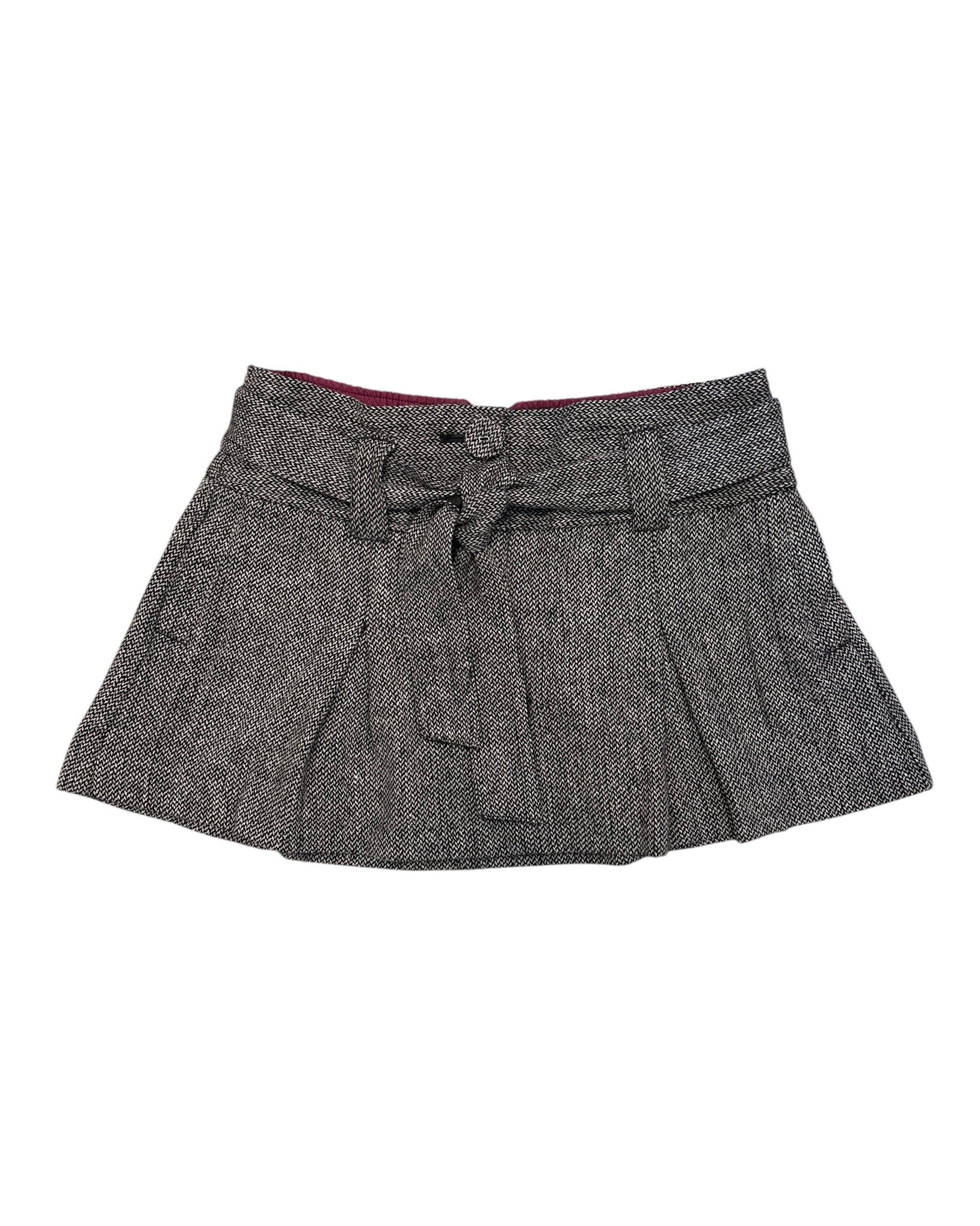 black white american outfitters pleated mini skirt w belt, 0