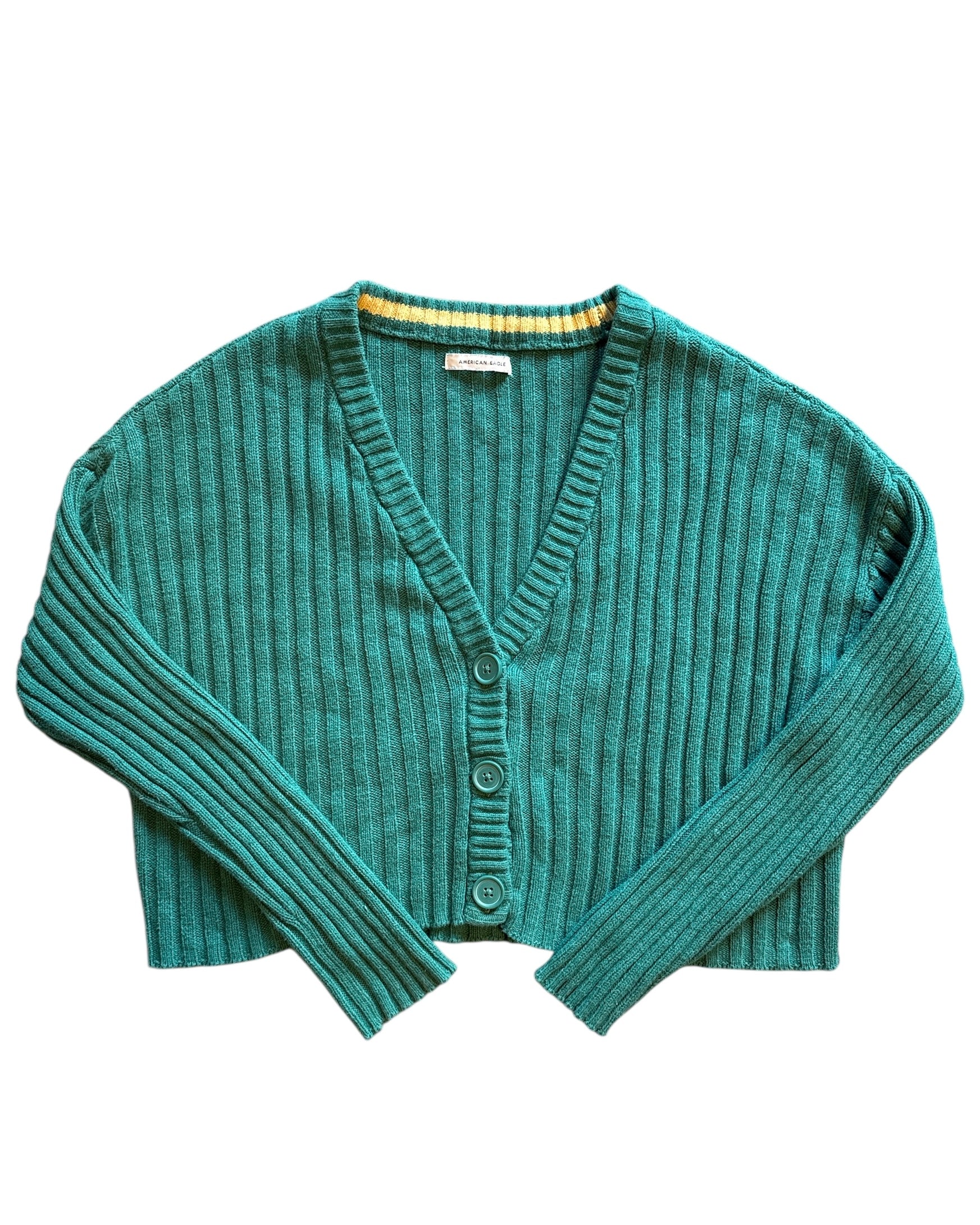 american eagle green cardigan, s