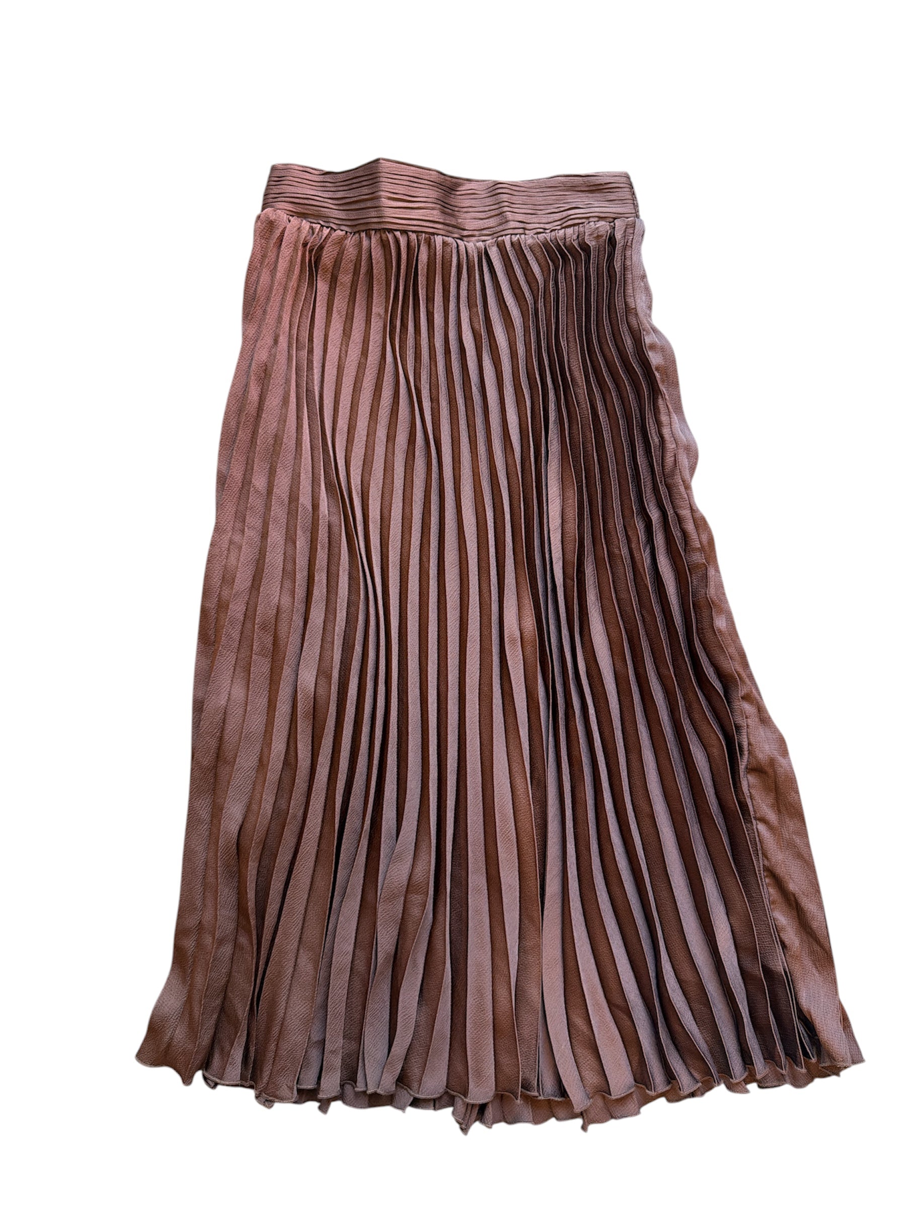 Brown WDNY Plisse maxi skirt, M