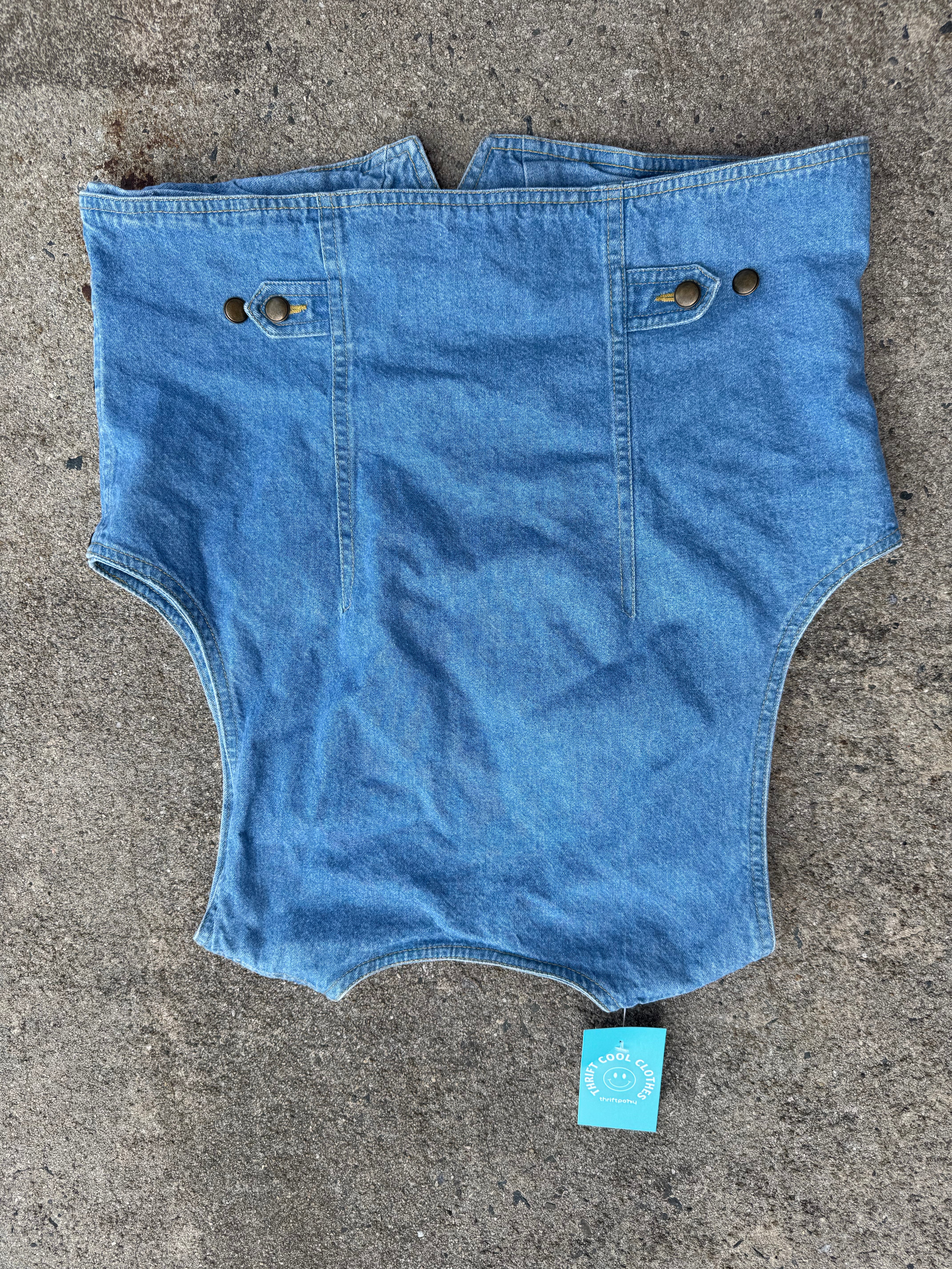 blue lizwear denim vest, m