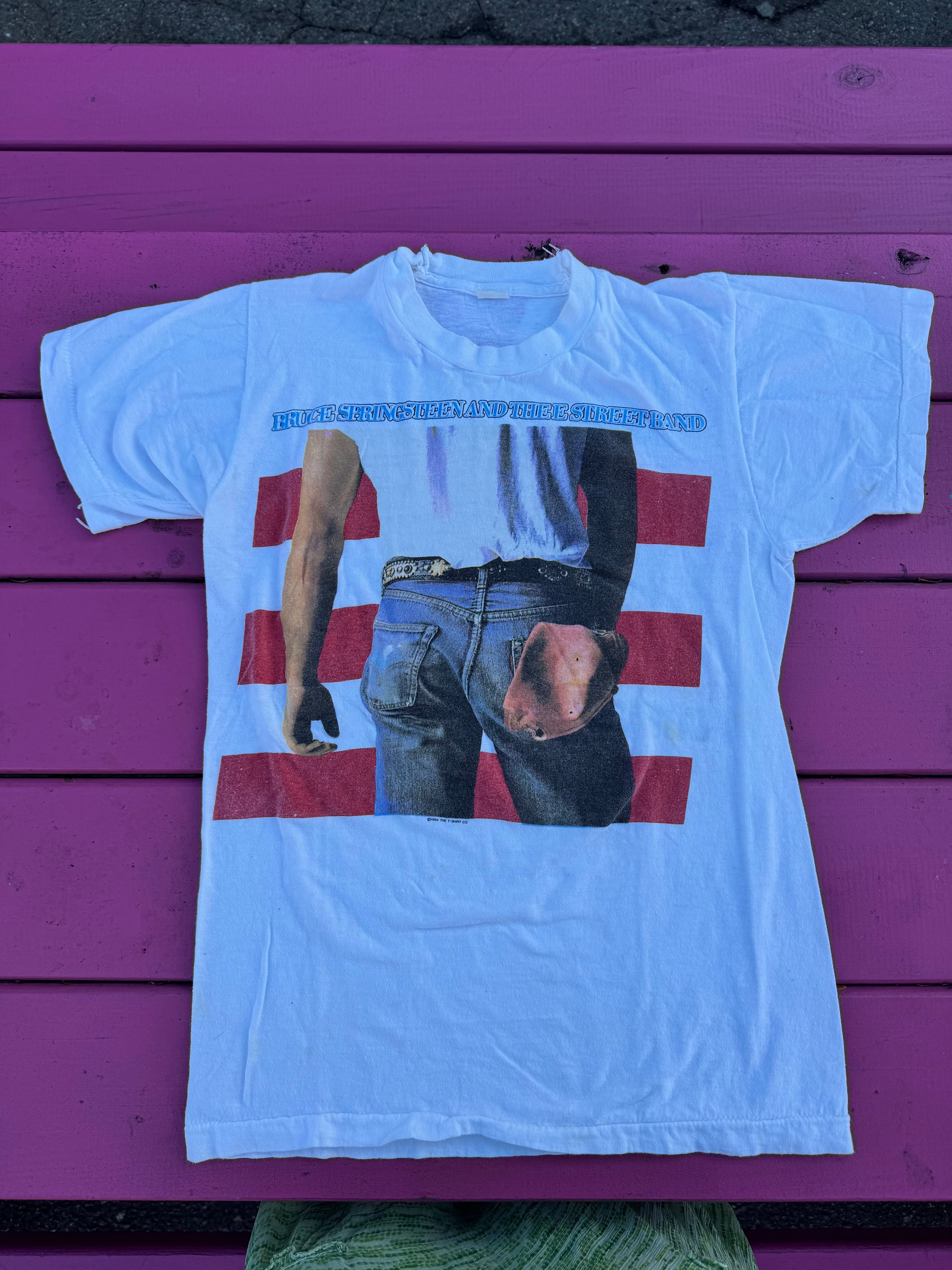white  1984 bruce springsteen and the e street band born in the USA tour tee, m