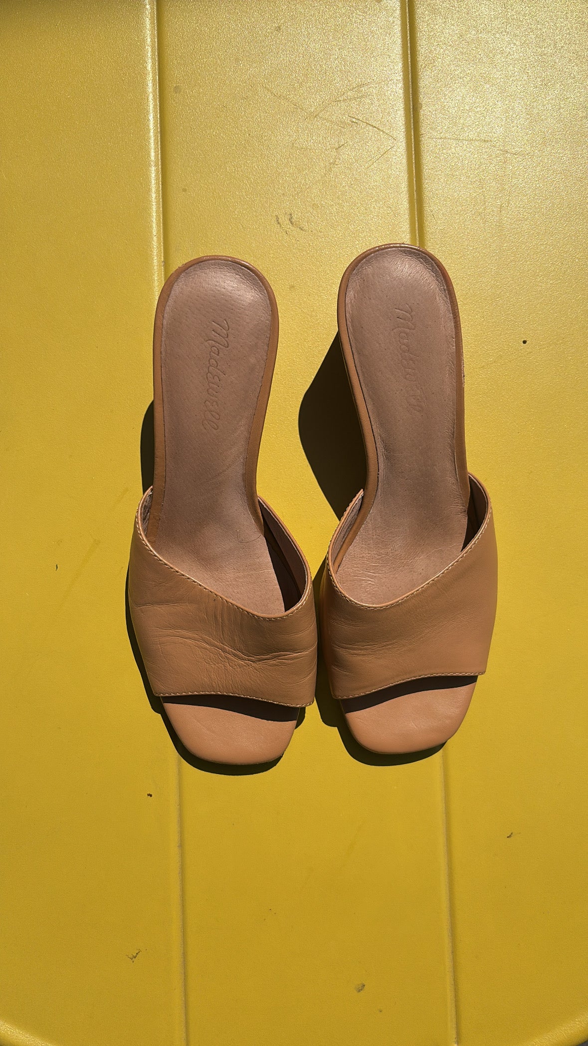 Tan Madewell Leather mini wedge, 7.5