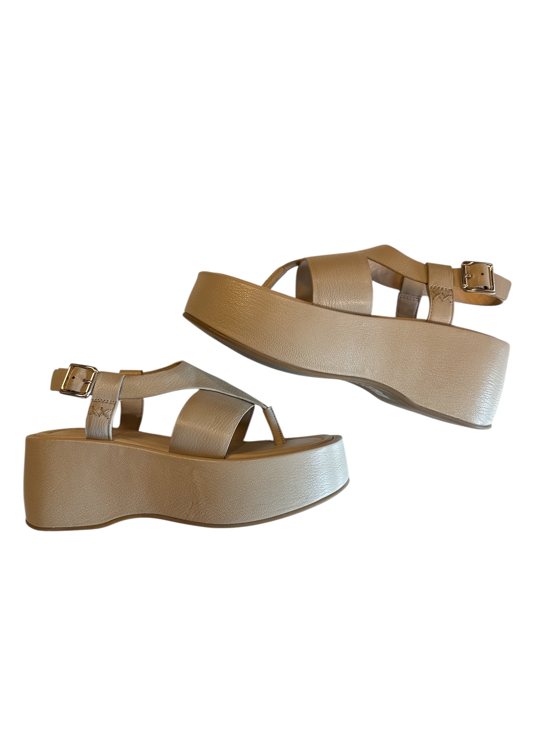 Cream Free people Platform strappy leather sandals, 9