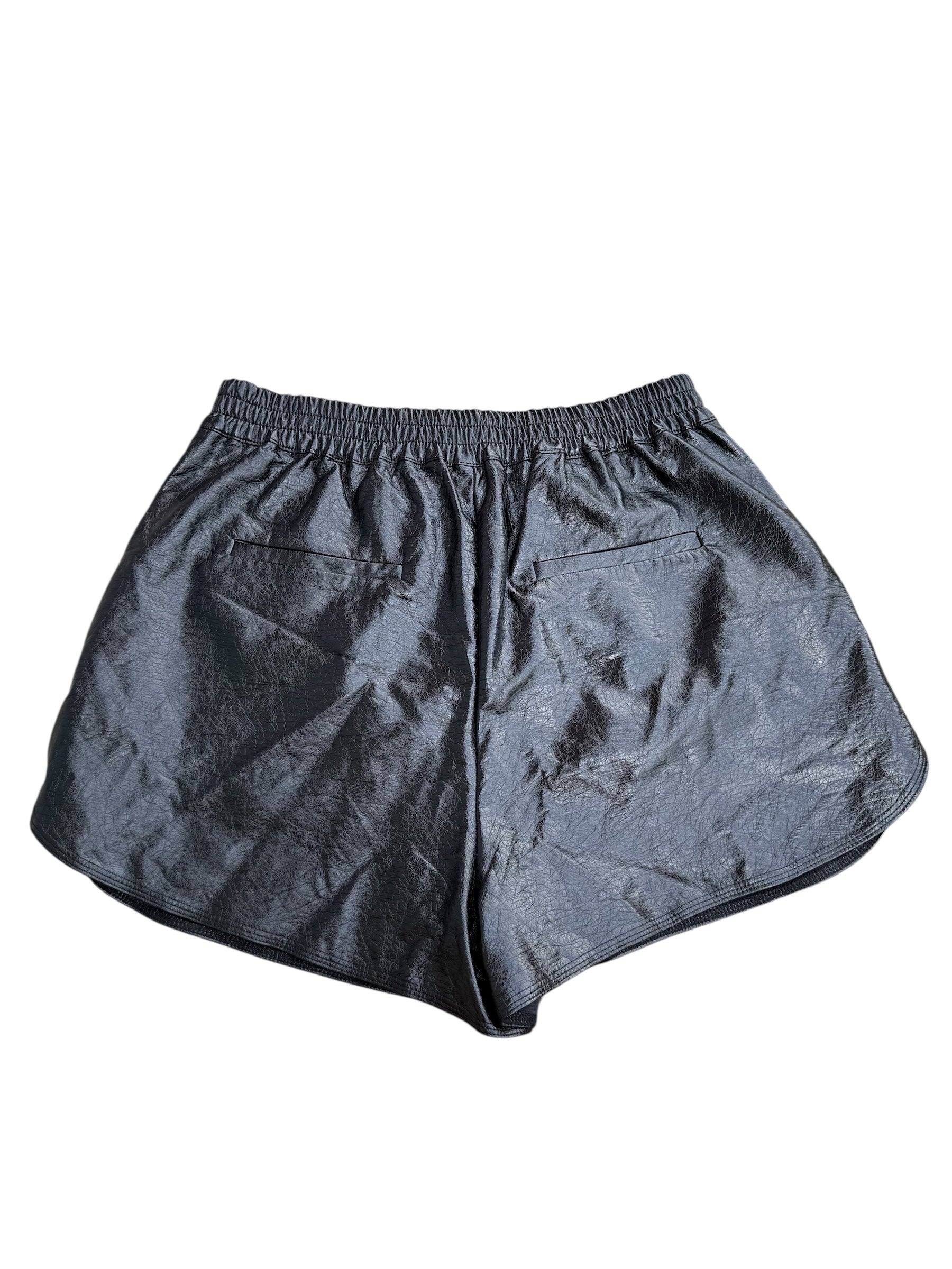 black grey lab pleather shorts, L