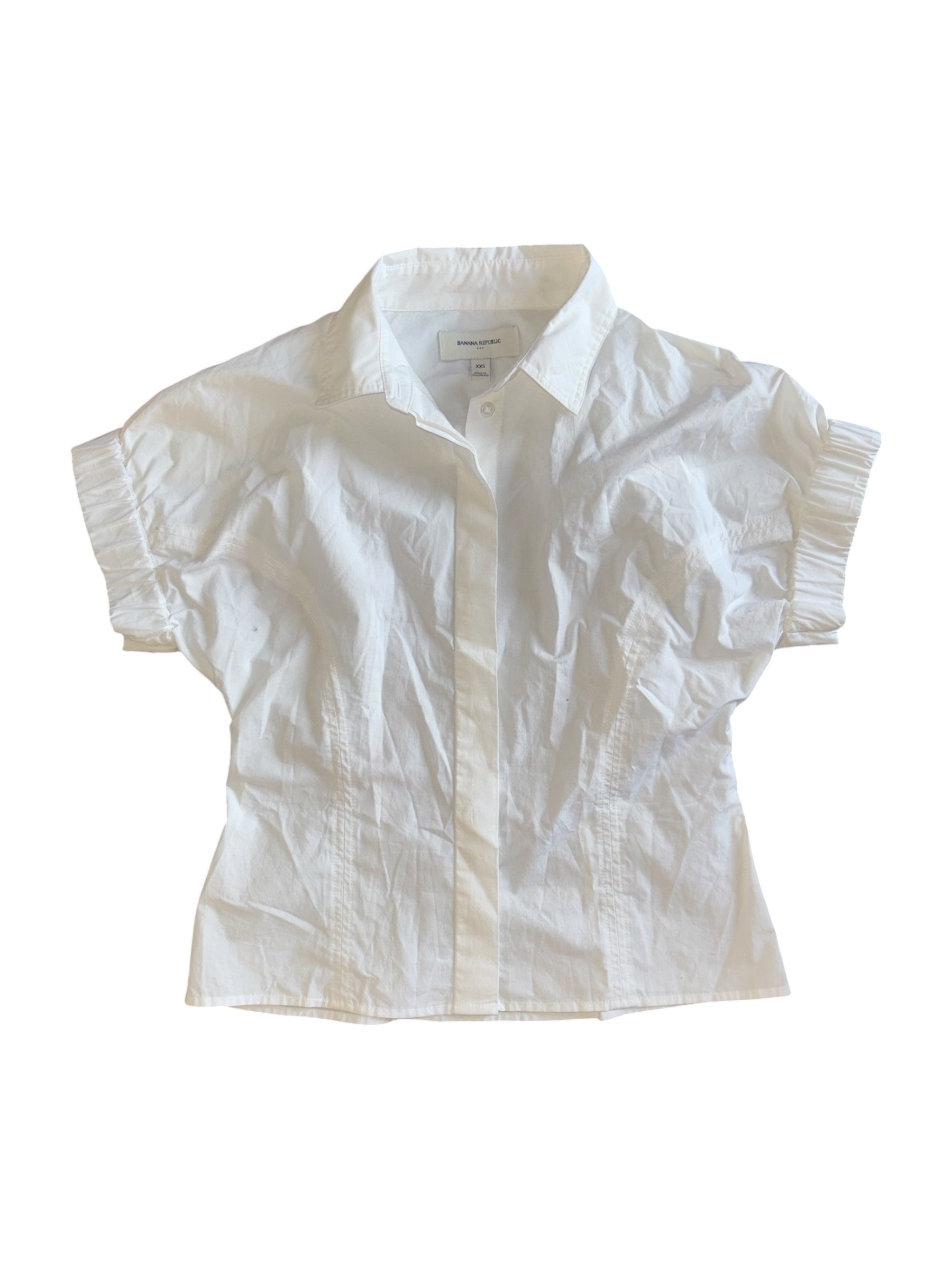 white banana republic fitted button down, xxs