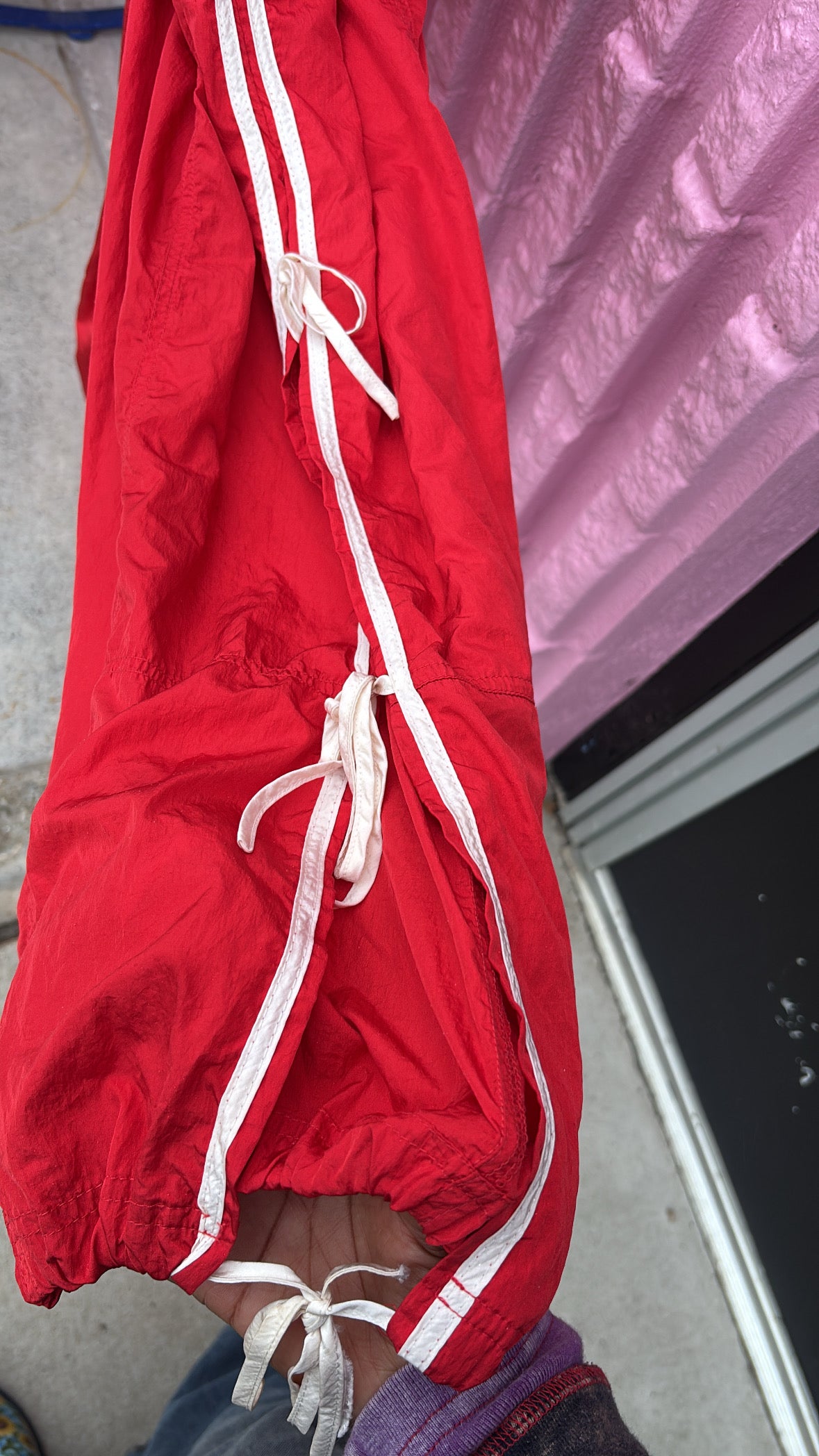 Red Daily practice Side tie swishy pants, Xs