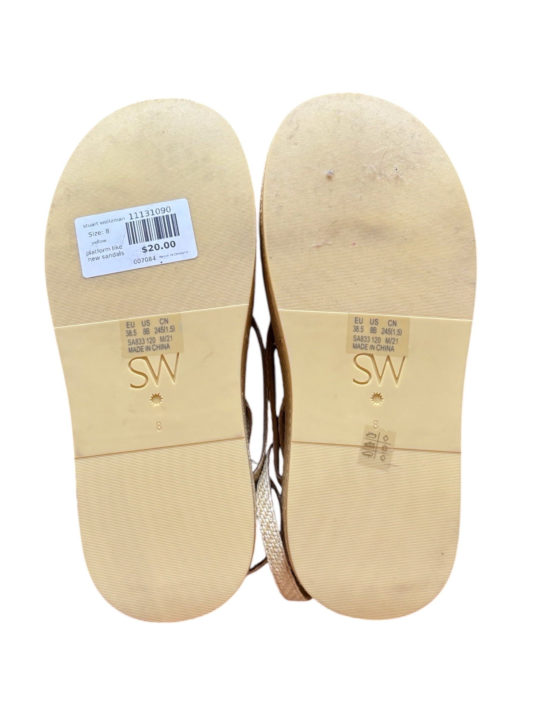 yellow stuart weitzman platform like new sandals, 8
