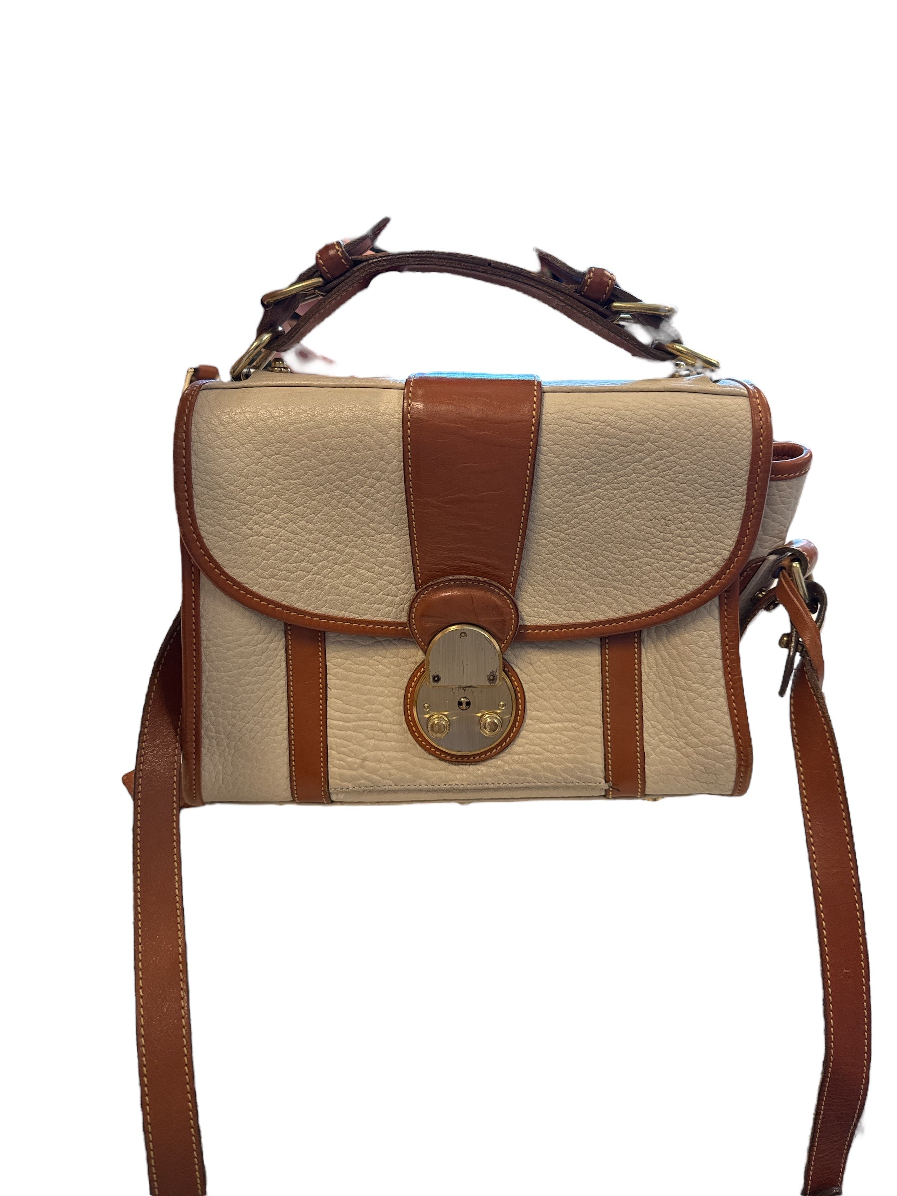 tan brown dooney and bourke handbag w gold details