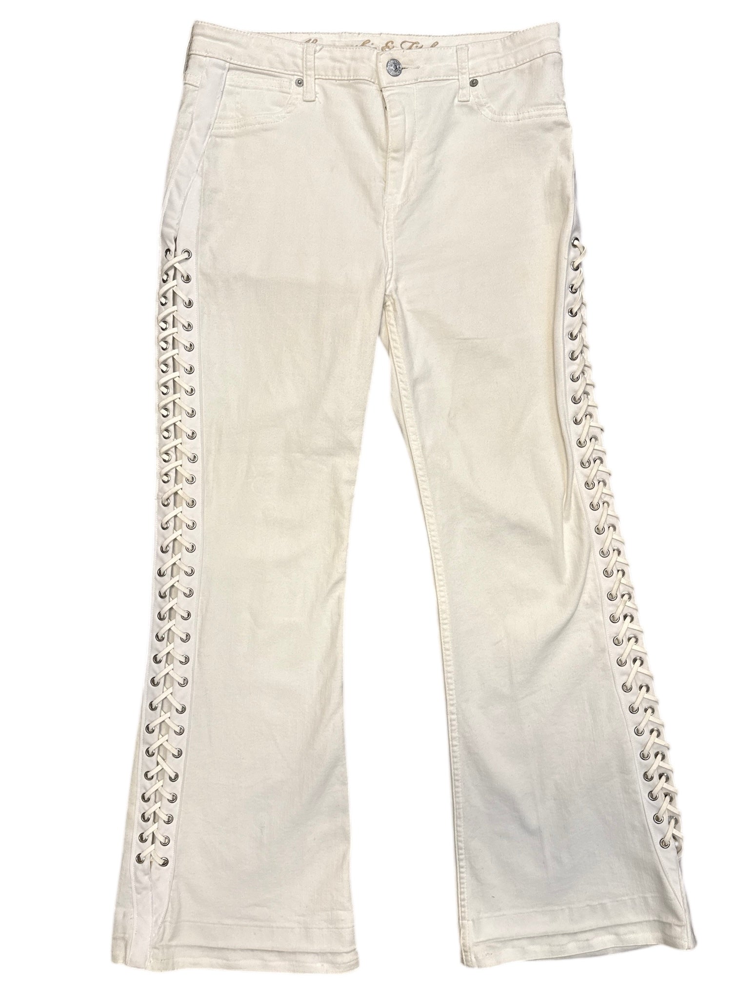 White Abercrombie Vtg lace up jeans, 8r