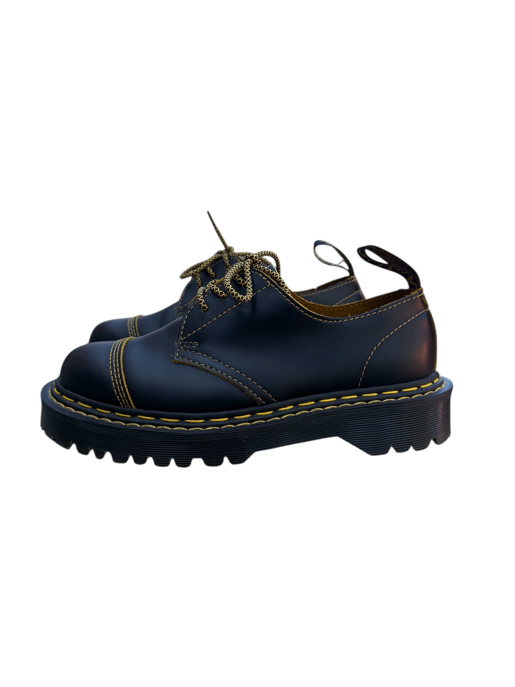 black yellow dr martens contrast stitch oxford, 9 women's