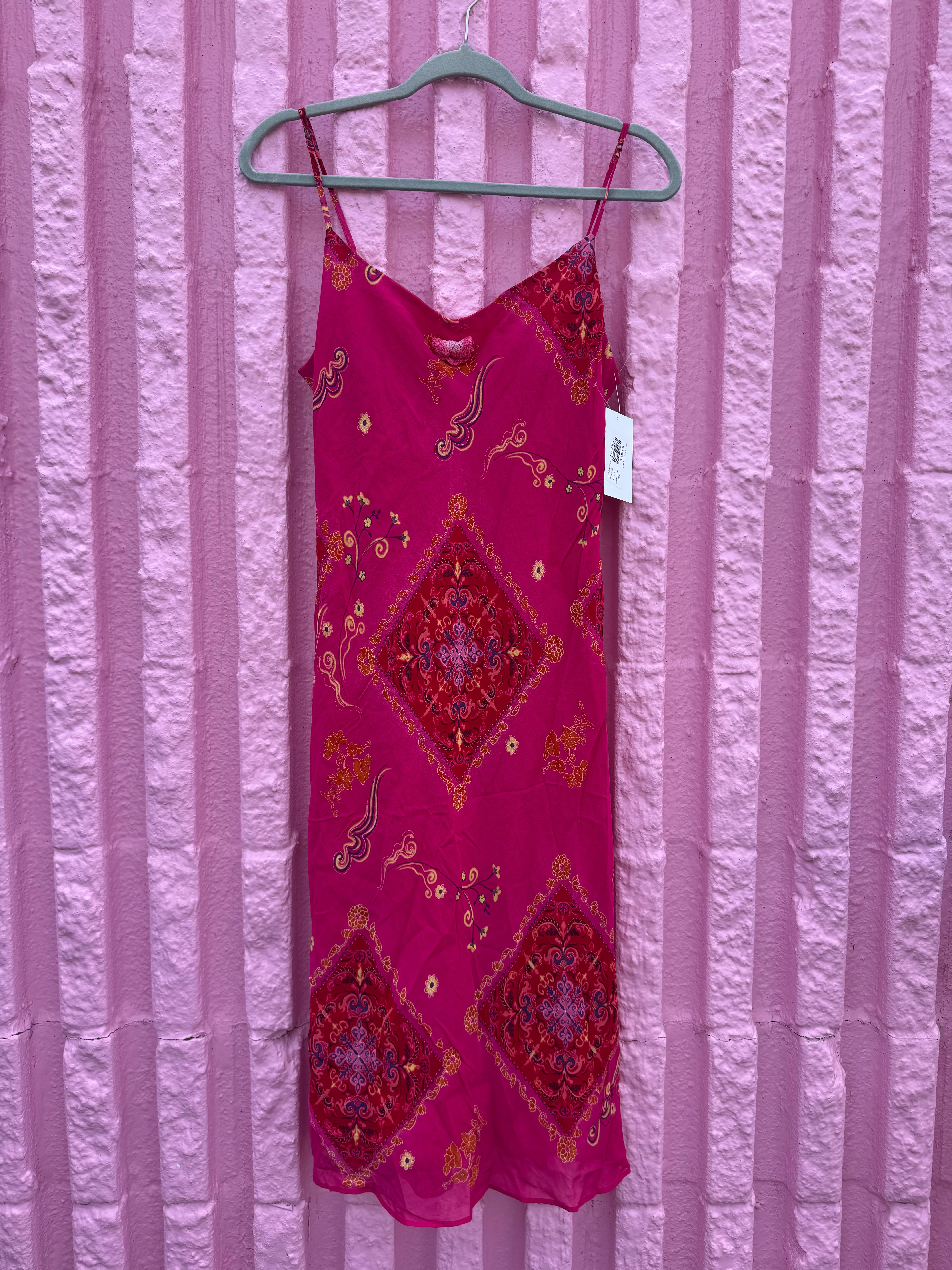 hot pink robbie bee vtg paisley cami dress, 10