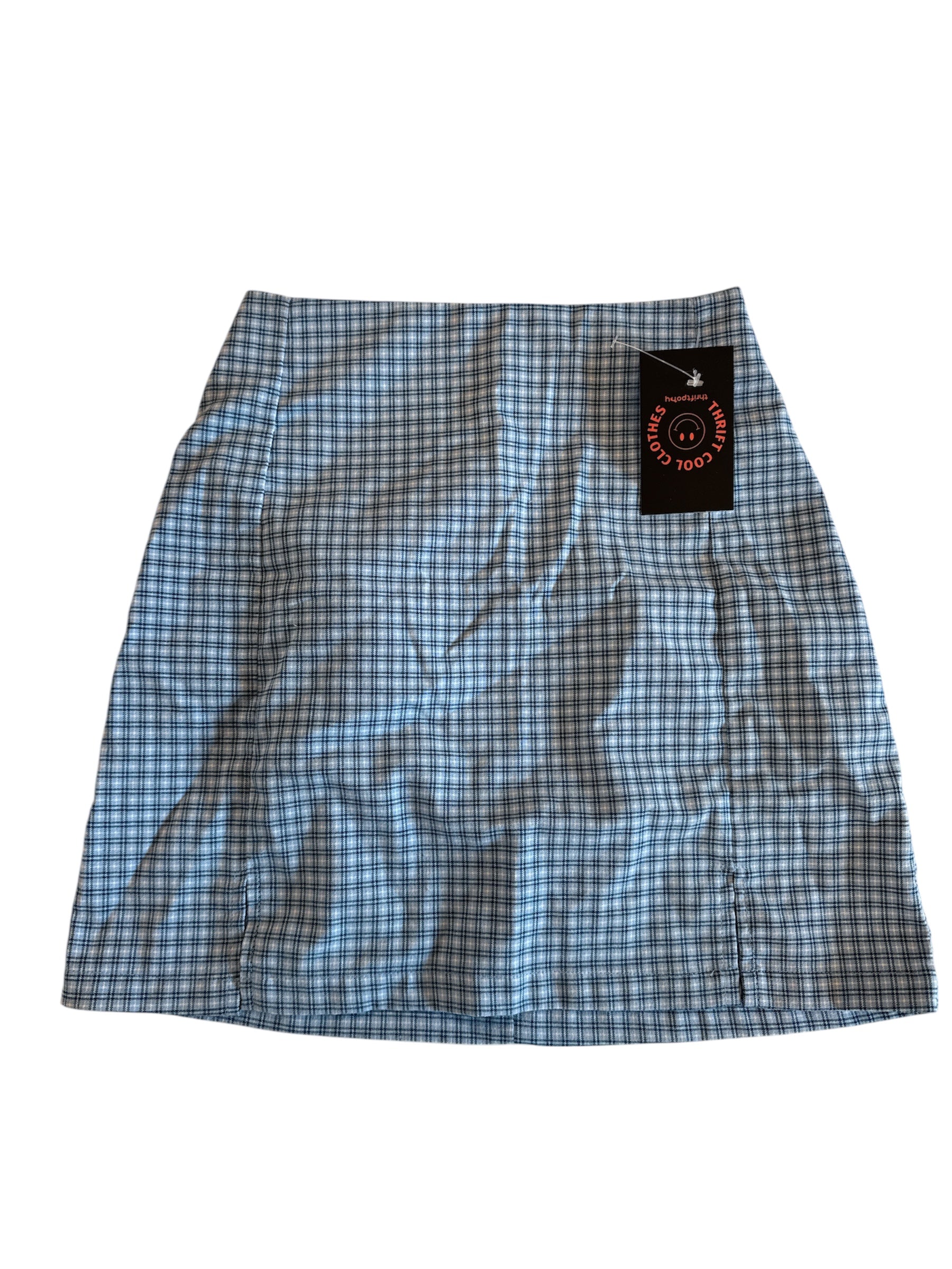 blue white brandy melville plaid mini skirt, xs