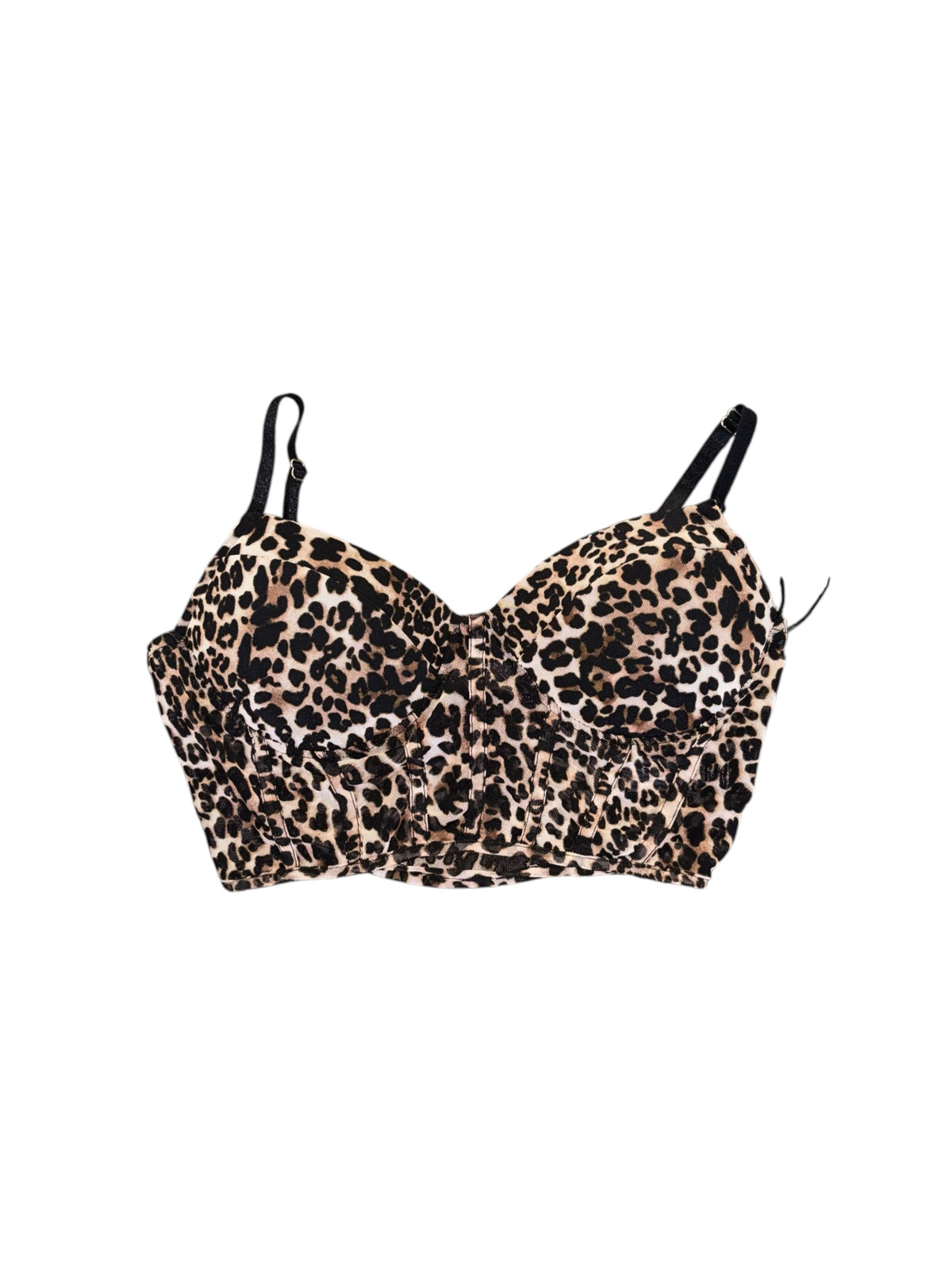 black and beige Haute monde leopard print crop top