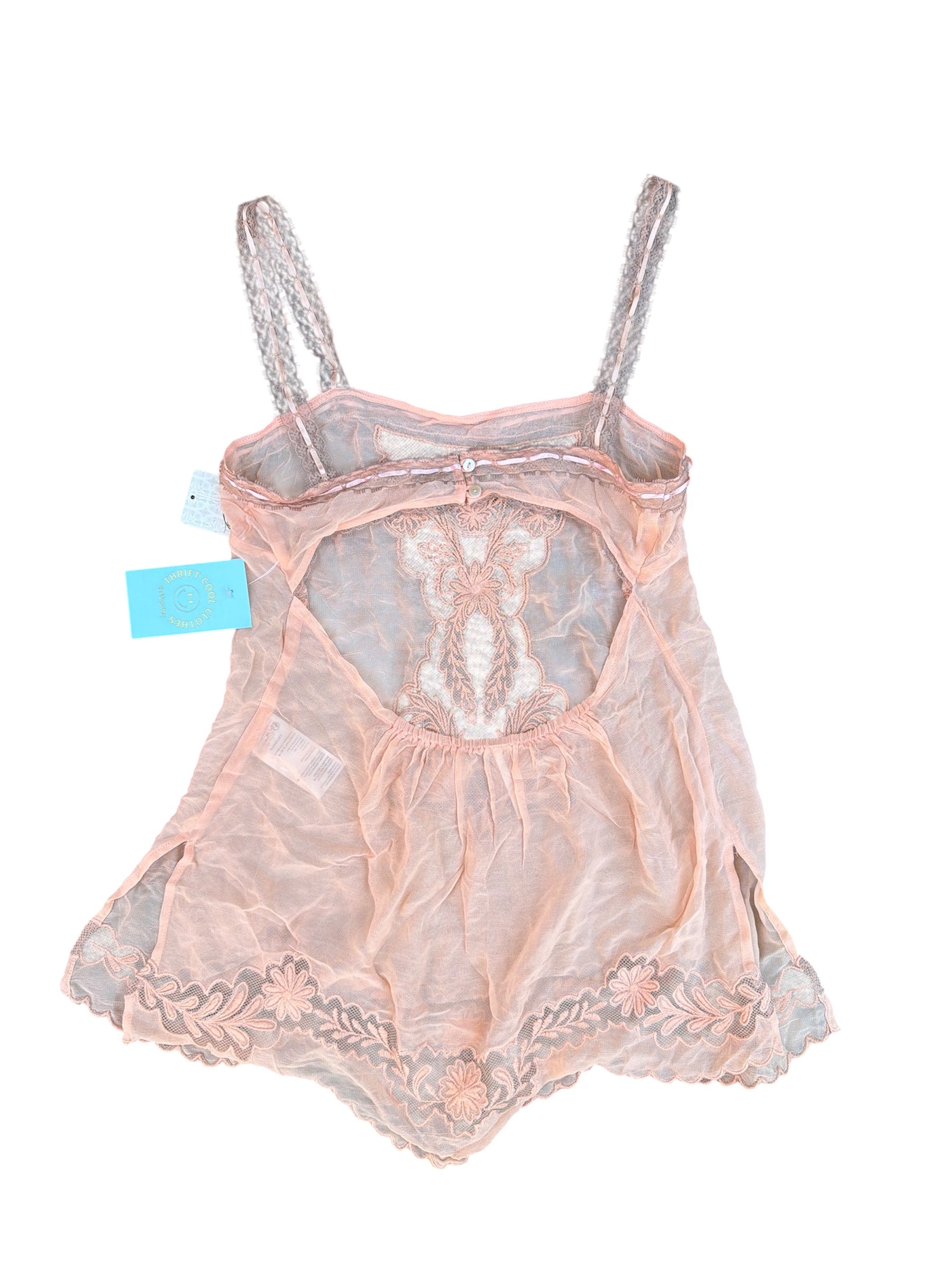 coral free people lacey slip, xs