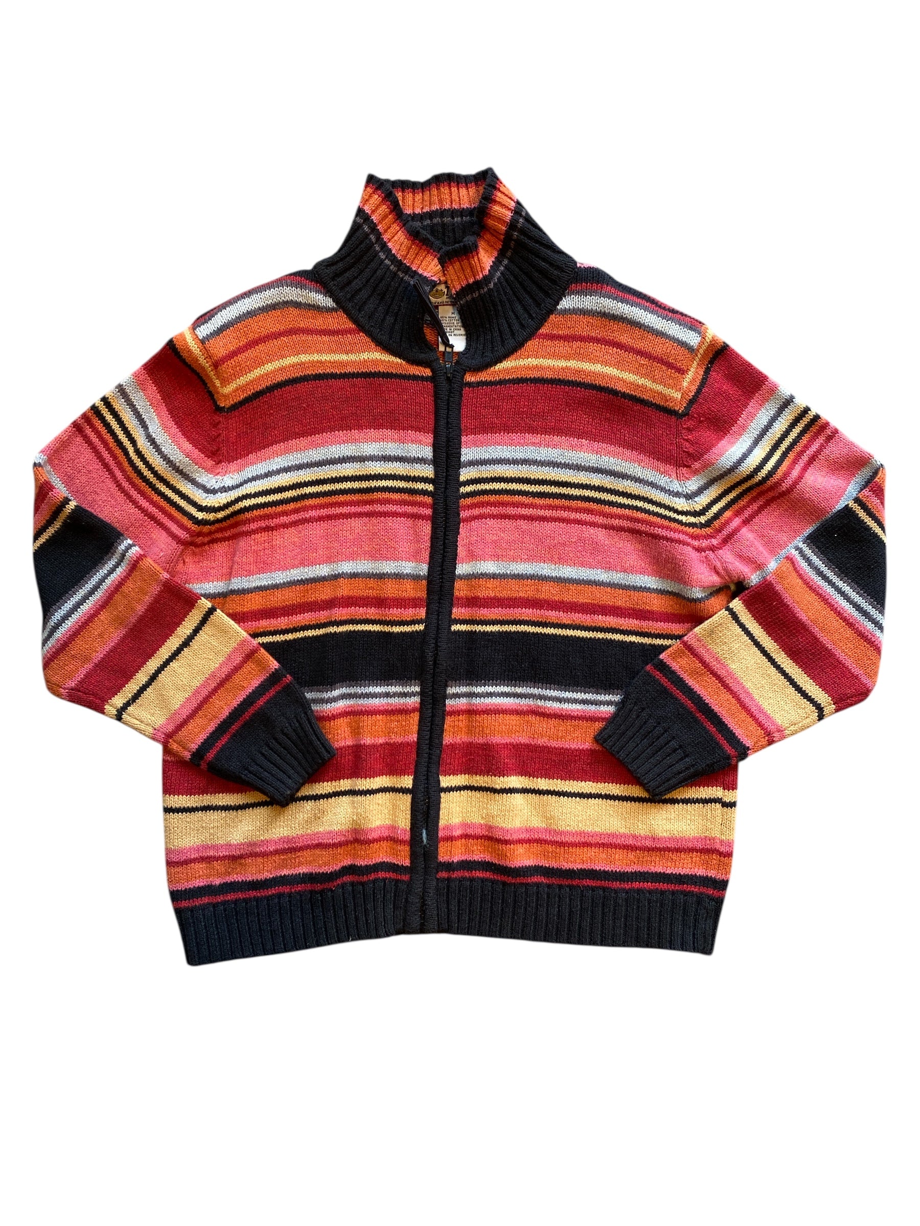 multi Tiara zip up striped sweater, M