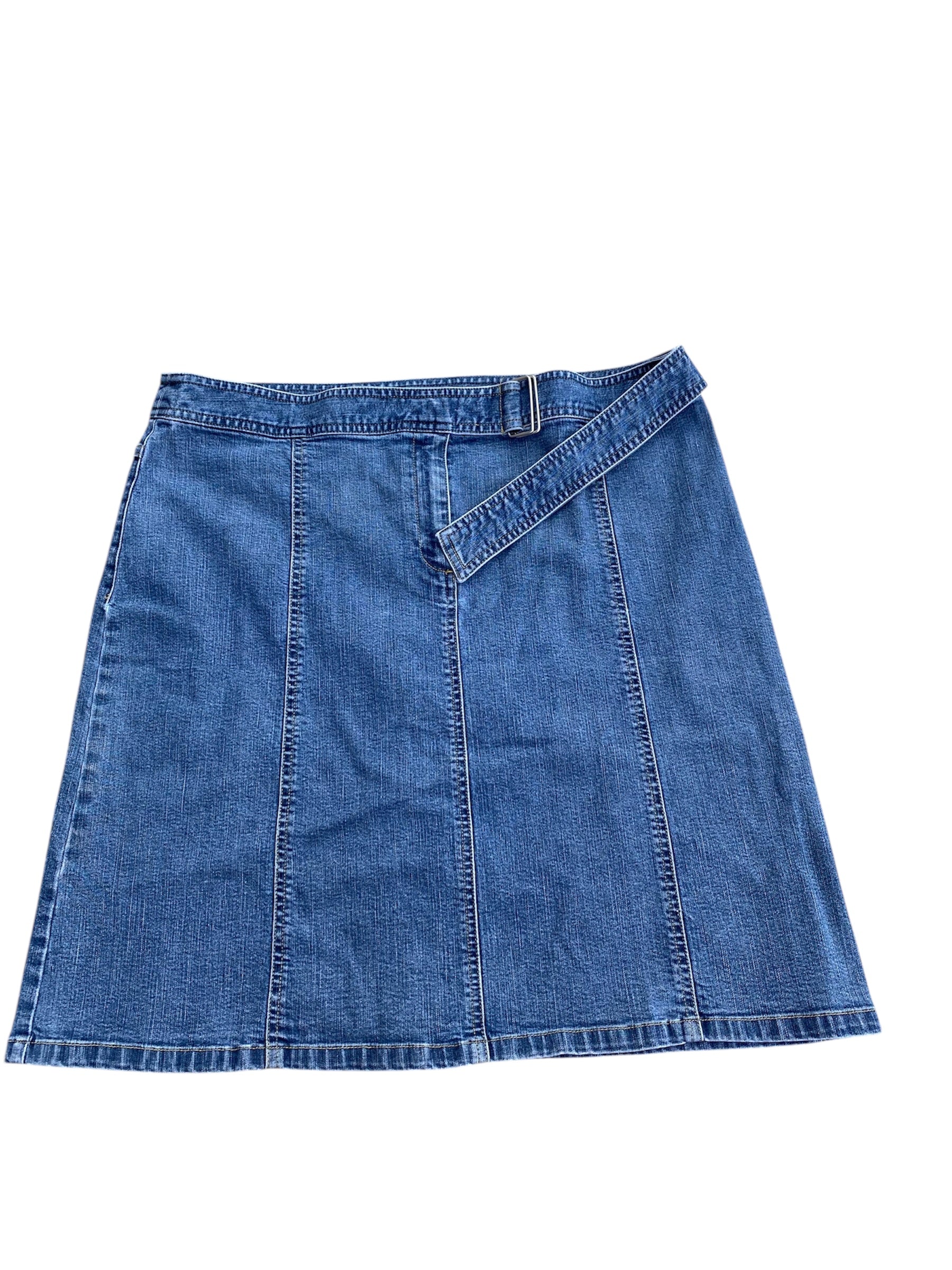 blue style & co denim midi skirt w belt, 16