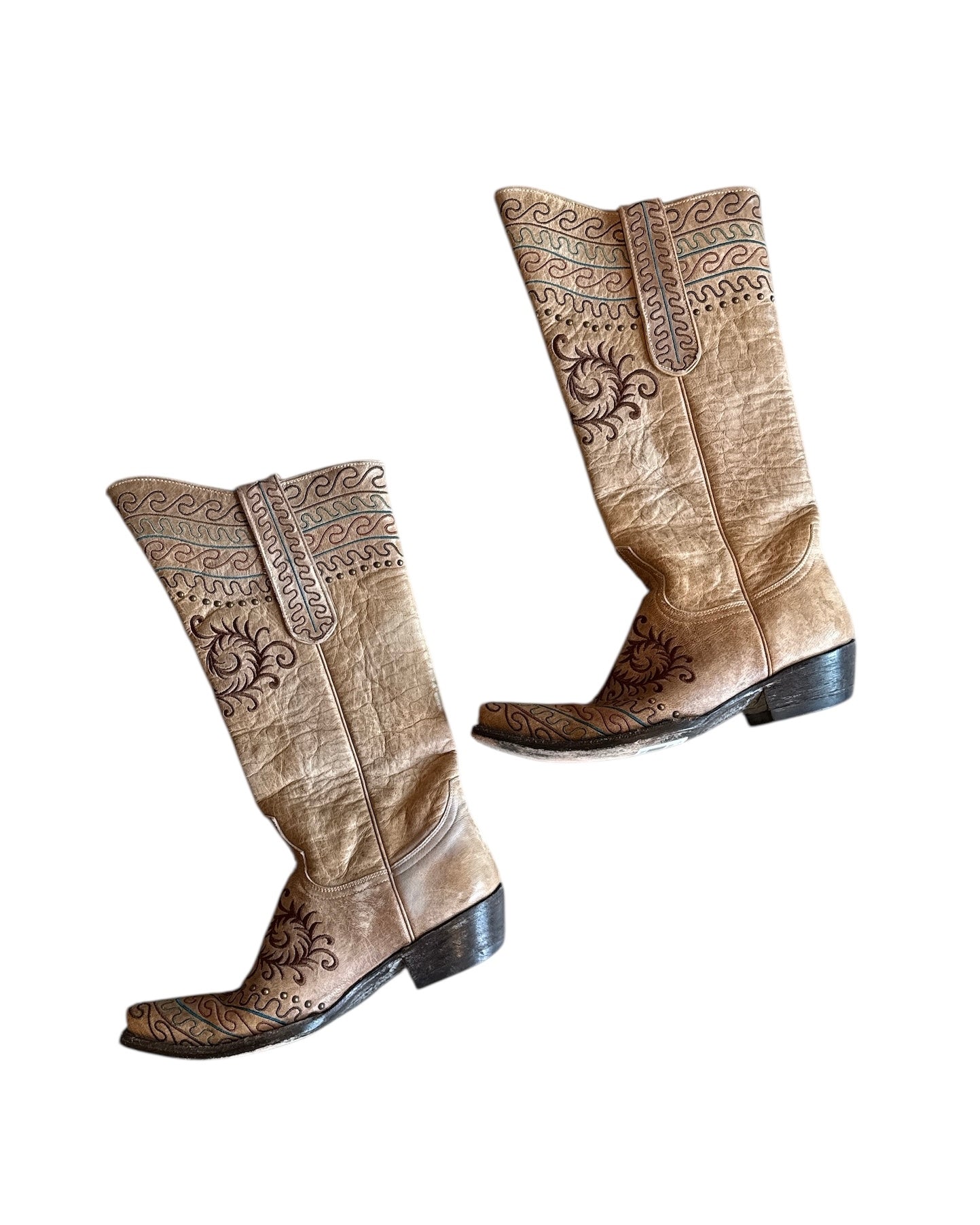 Tan blue brown Old gringo Cowboy boots, 6