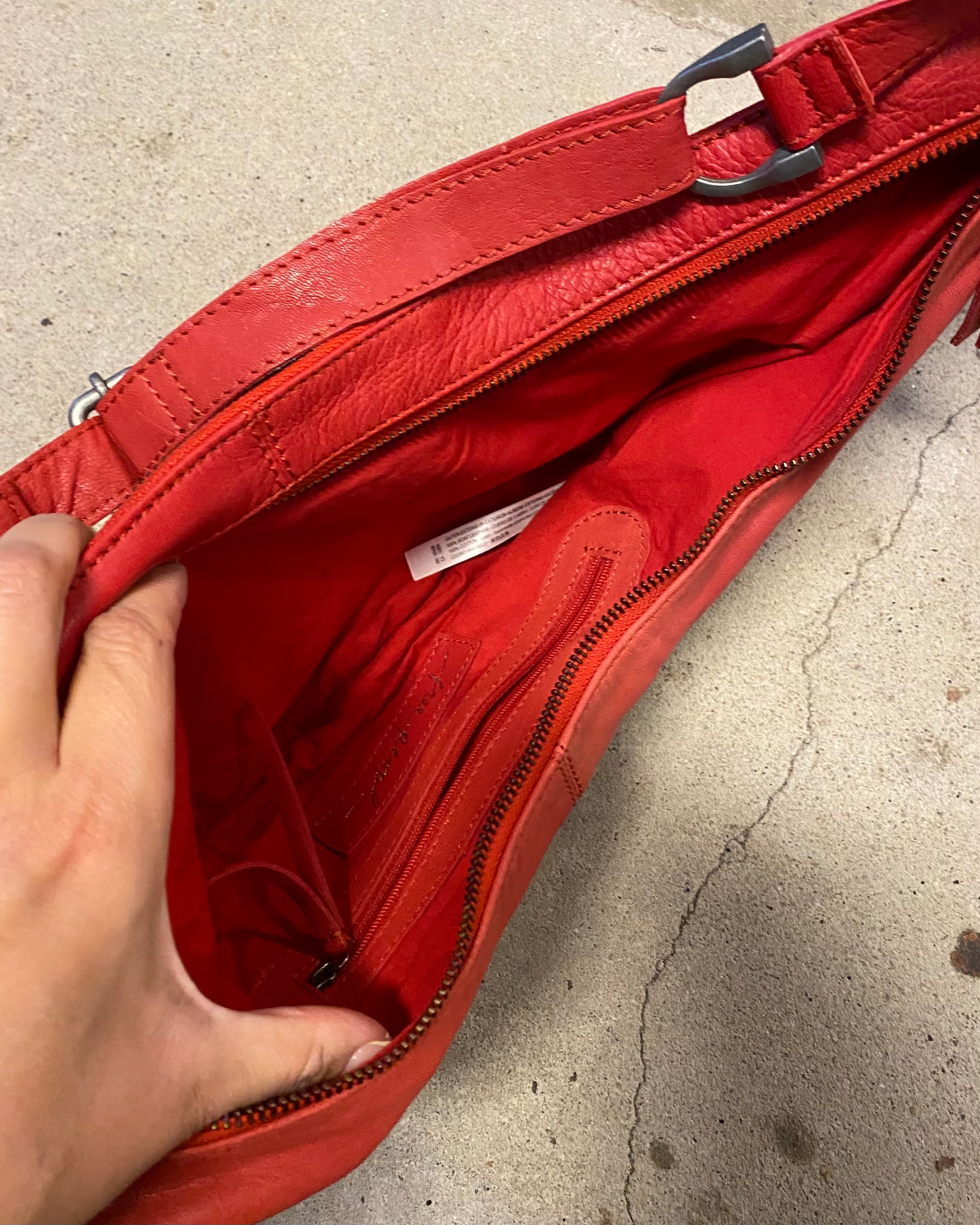 red free people leather crescent handbag