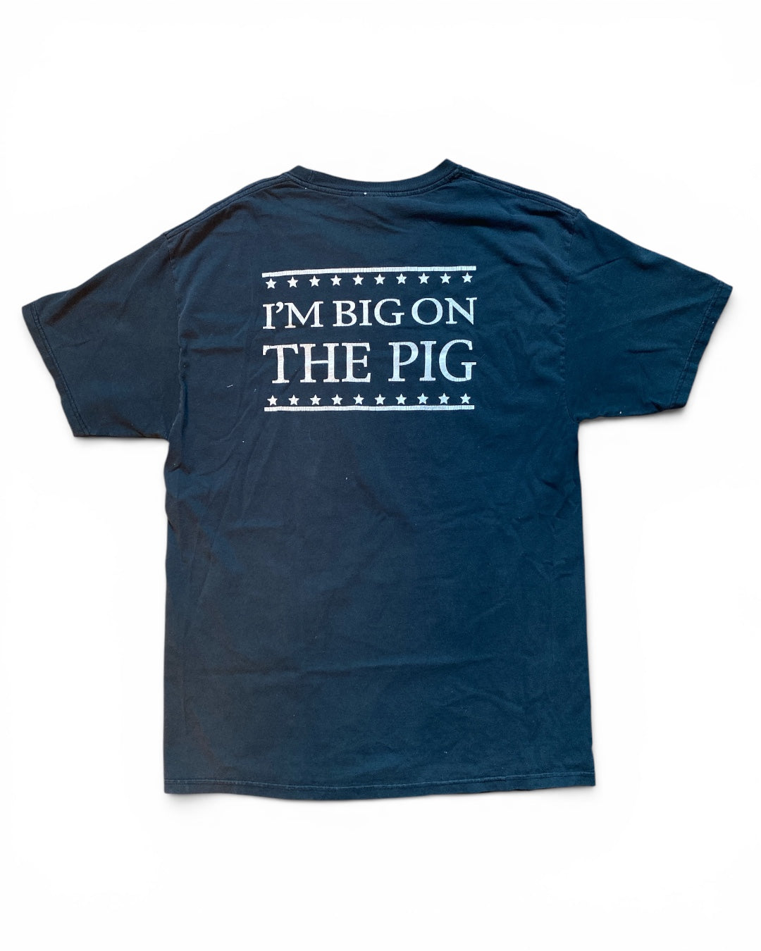 black hanes motorcycle pig tee, L