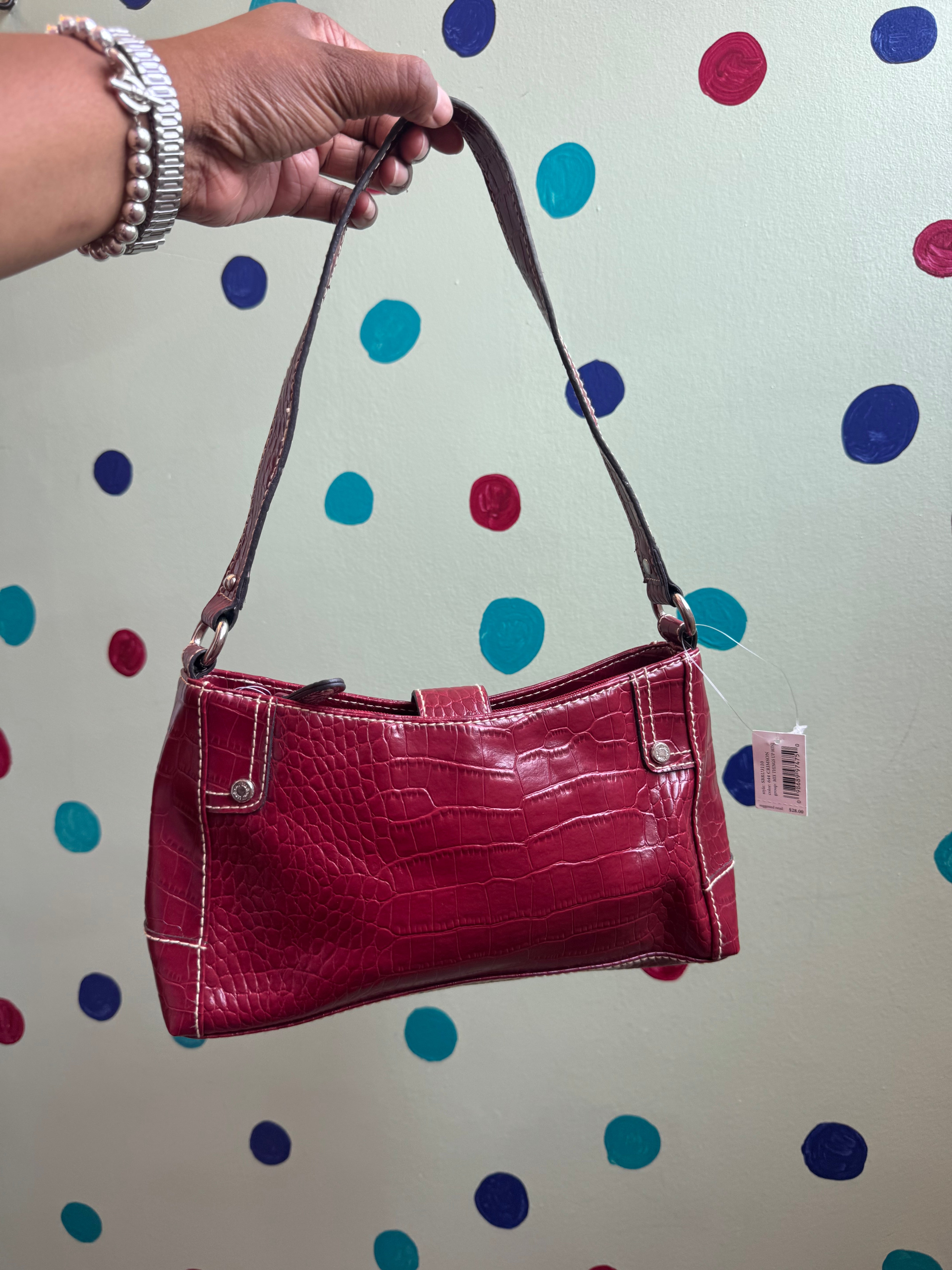 red liz and co deadstock croc shoulder bag