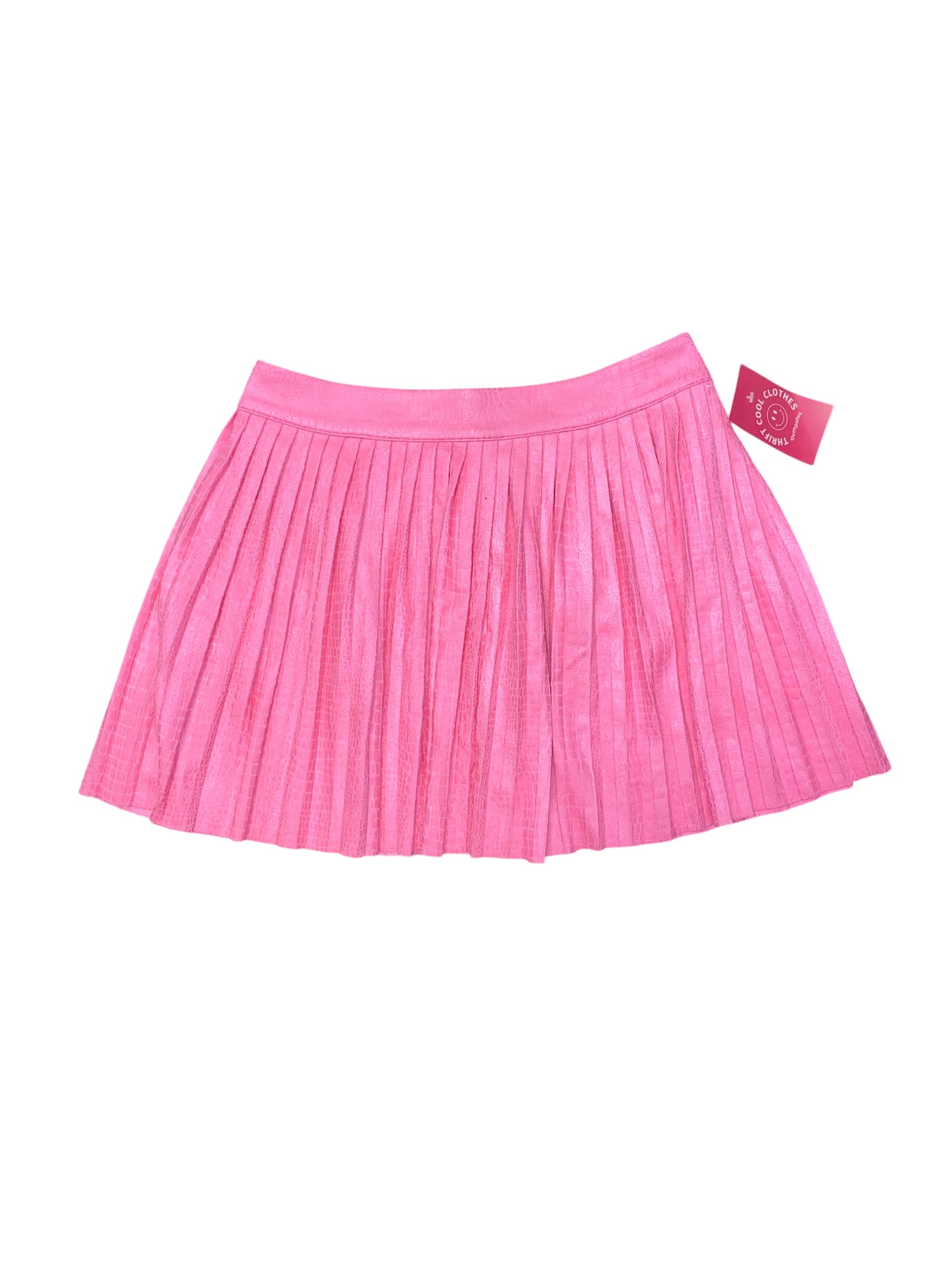 pink  snake skin pleated mini skirt