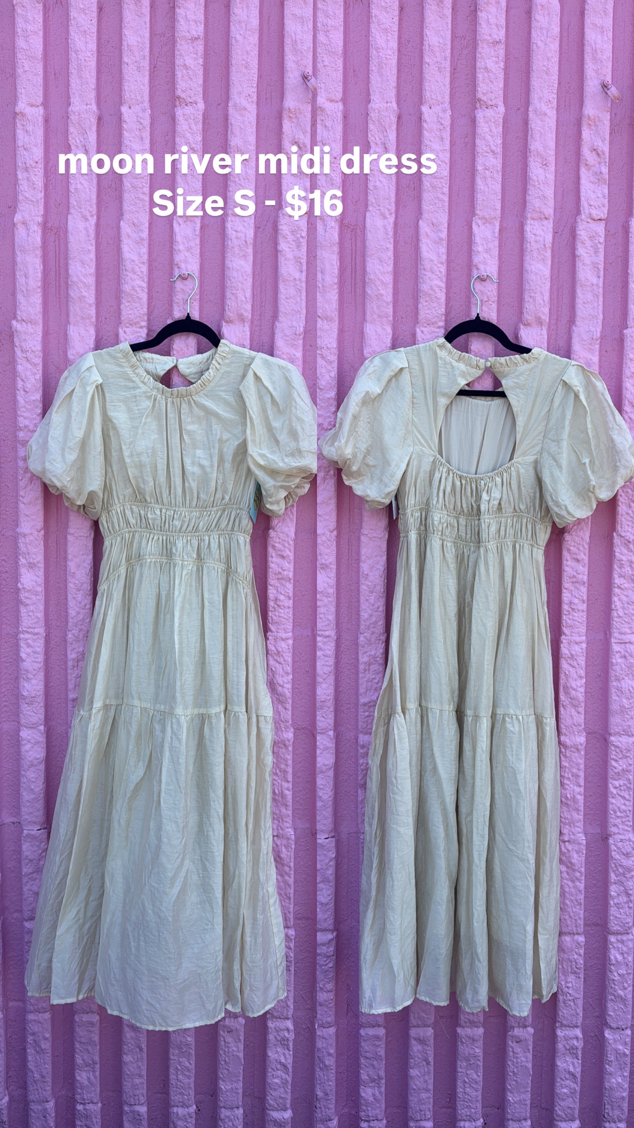 Cream Moon River Silky smocked maxi dress, Small