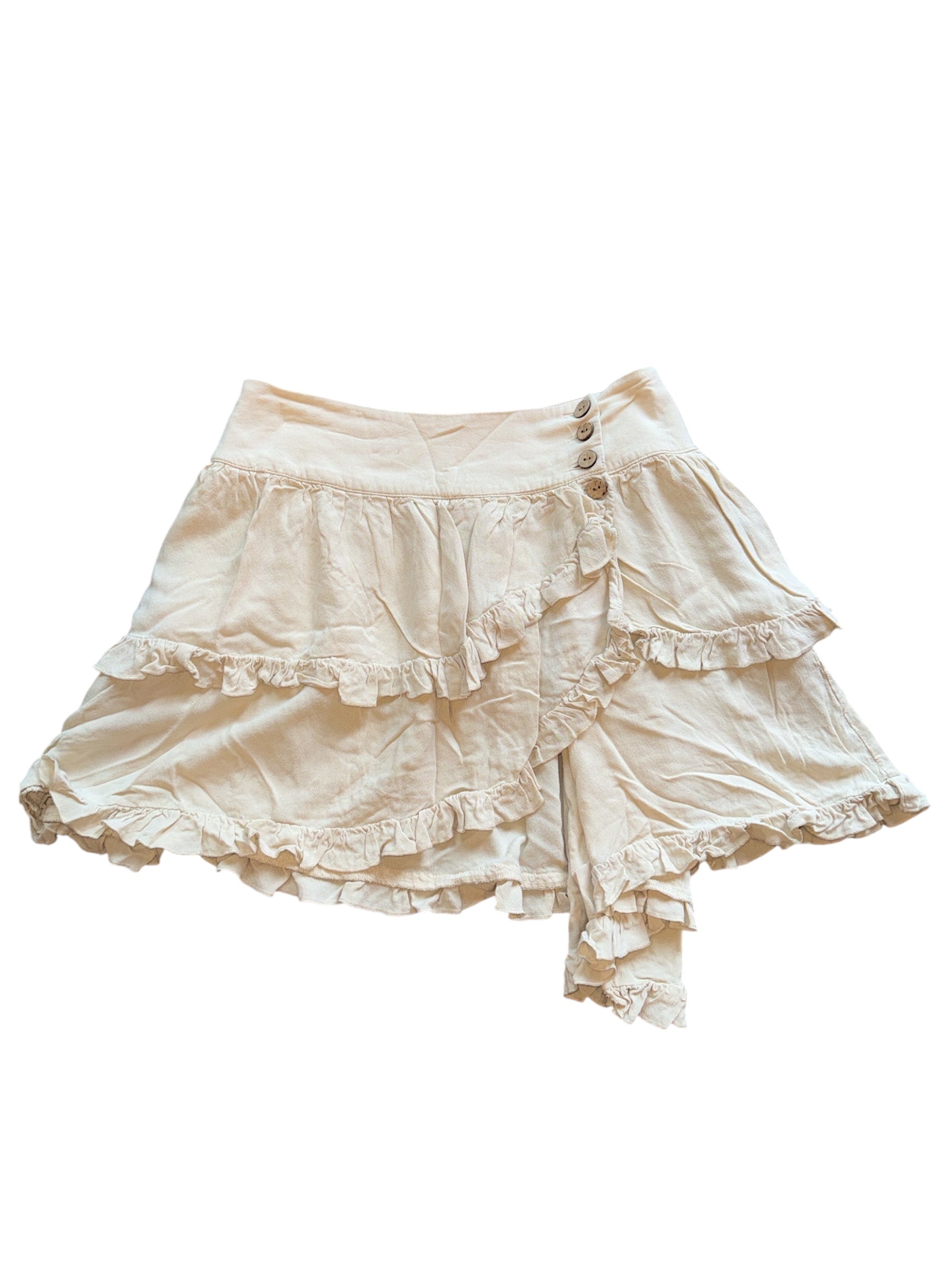 Tan Forever 21 Ruffle wrap skirt, S