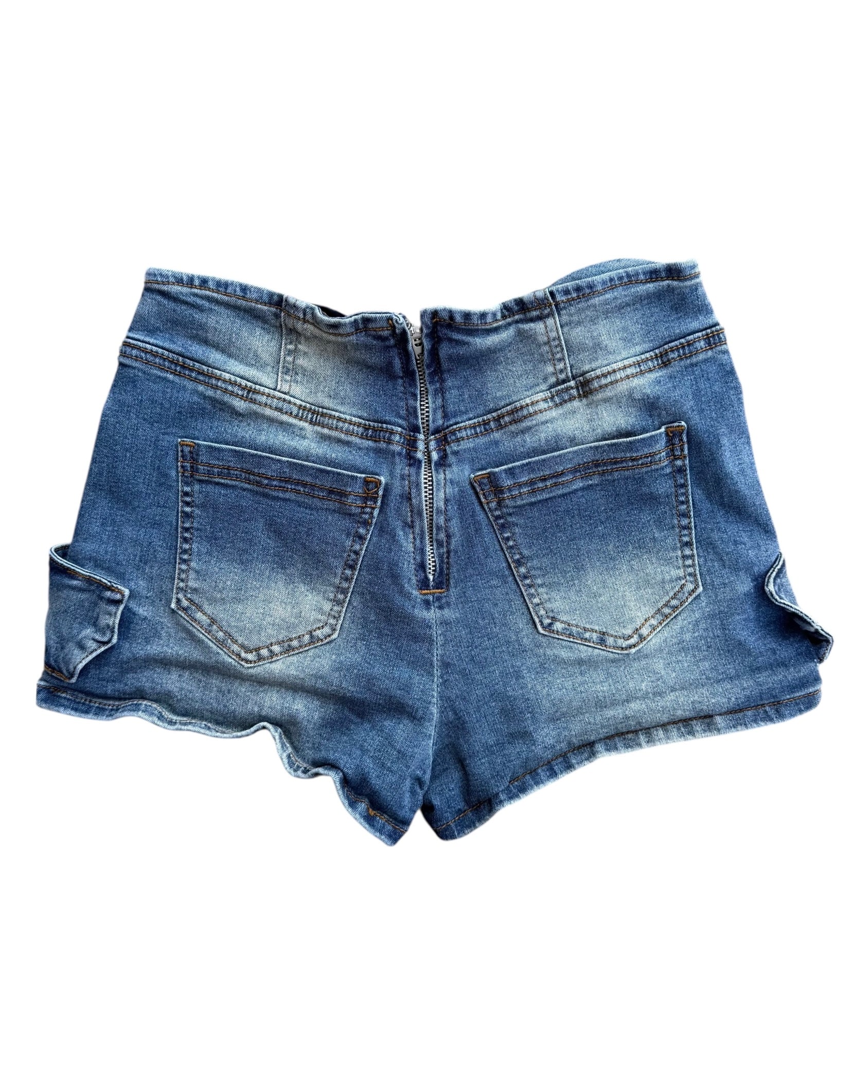 Medium Wash Fashion Nova Denim buckle mini, XS