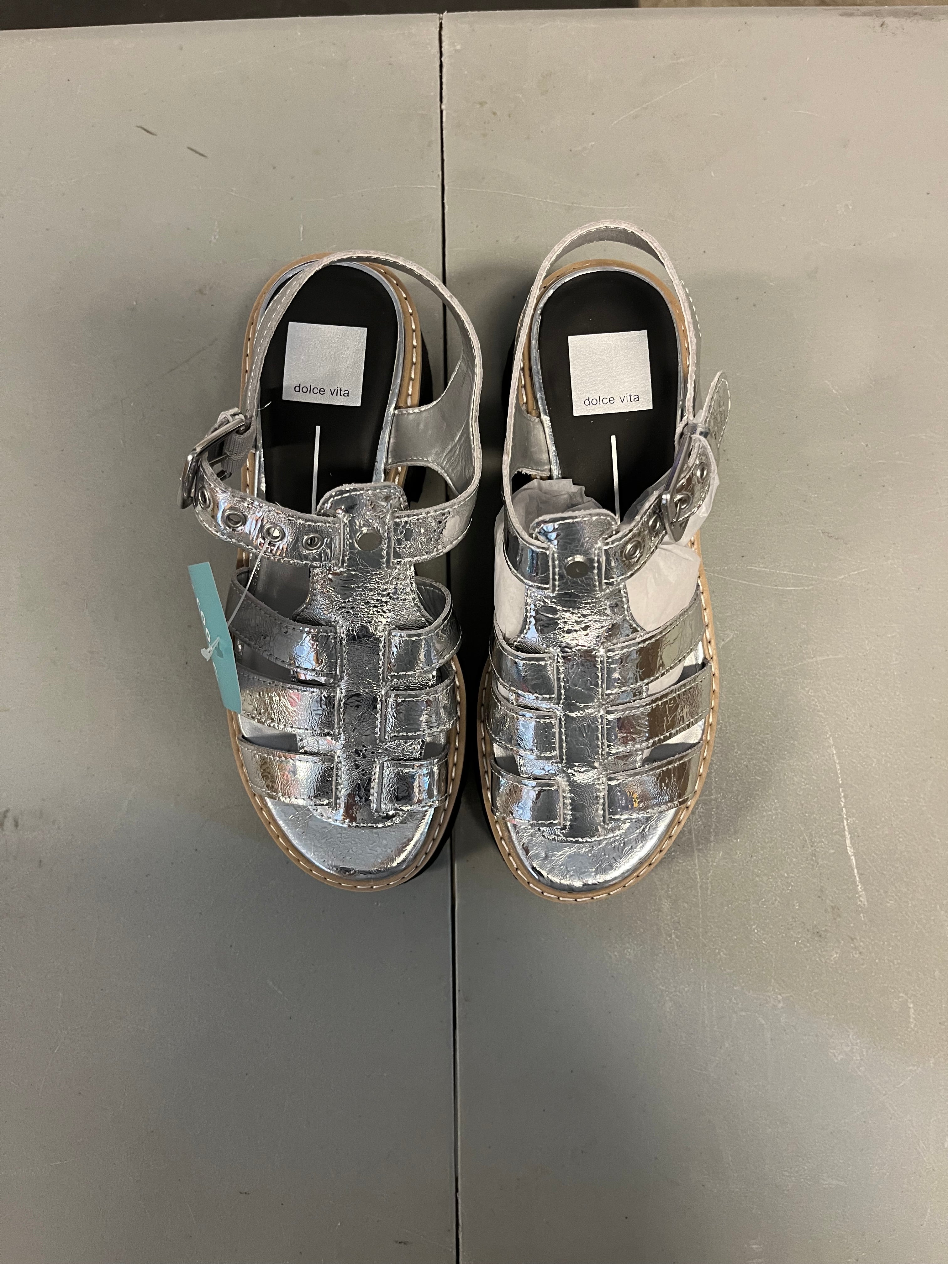 silver dolce vita nwt metallic sandals, 7