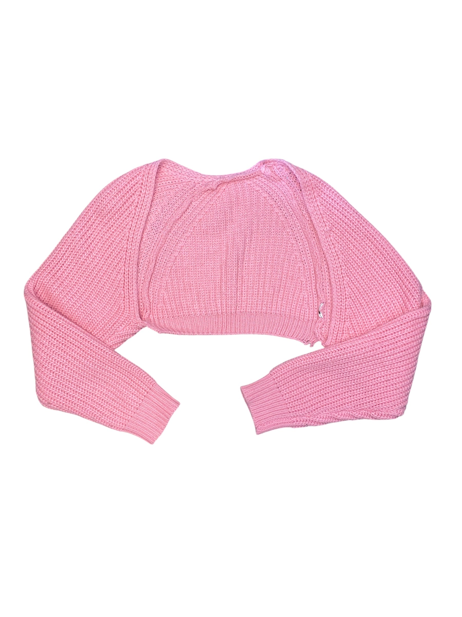 pink  chunky knit bolero, M/L