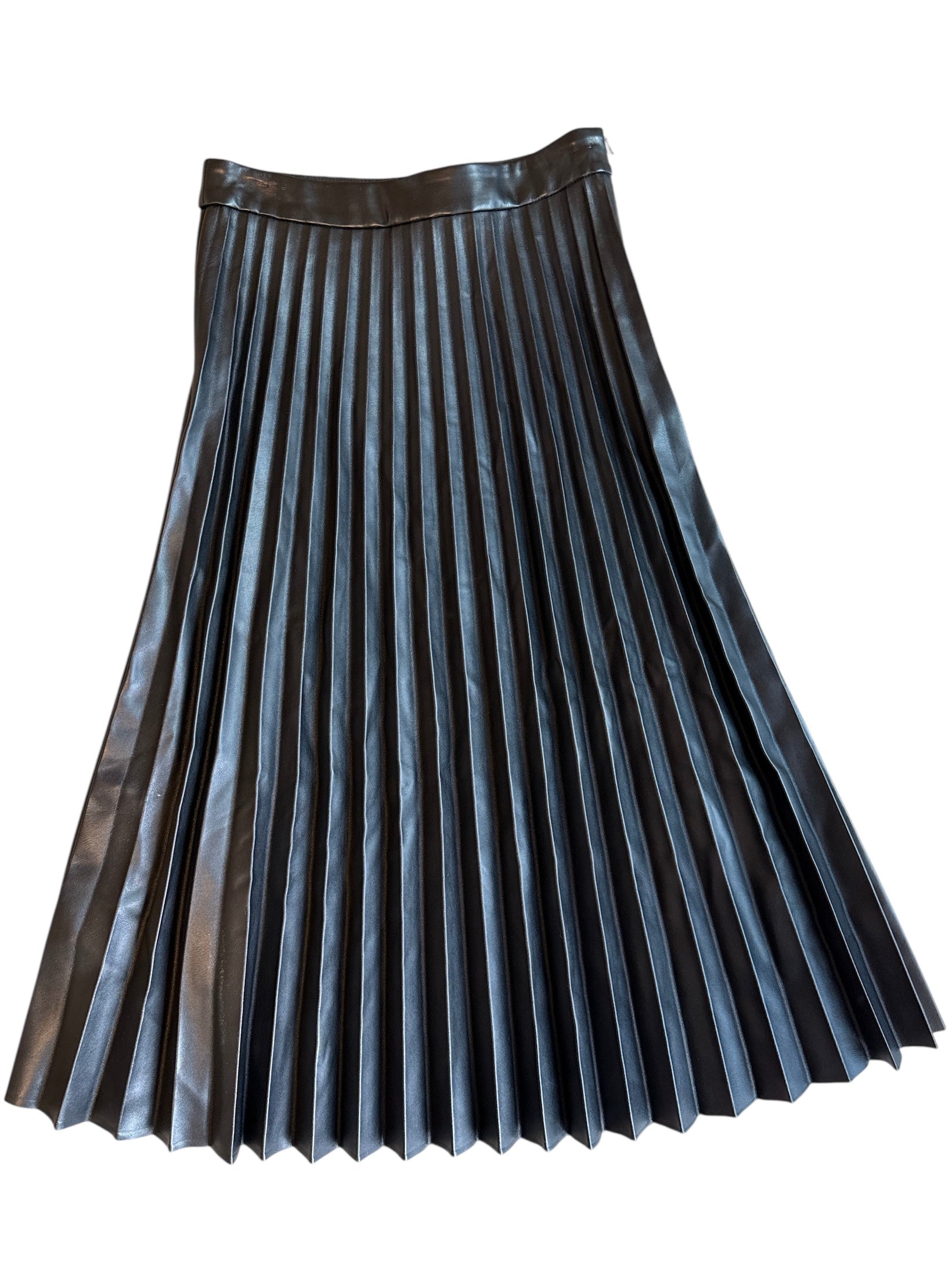 black primark pleated pleather midi skirt, 4