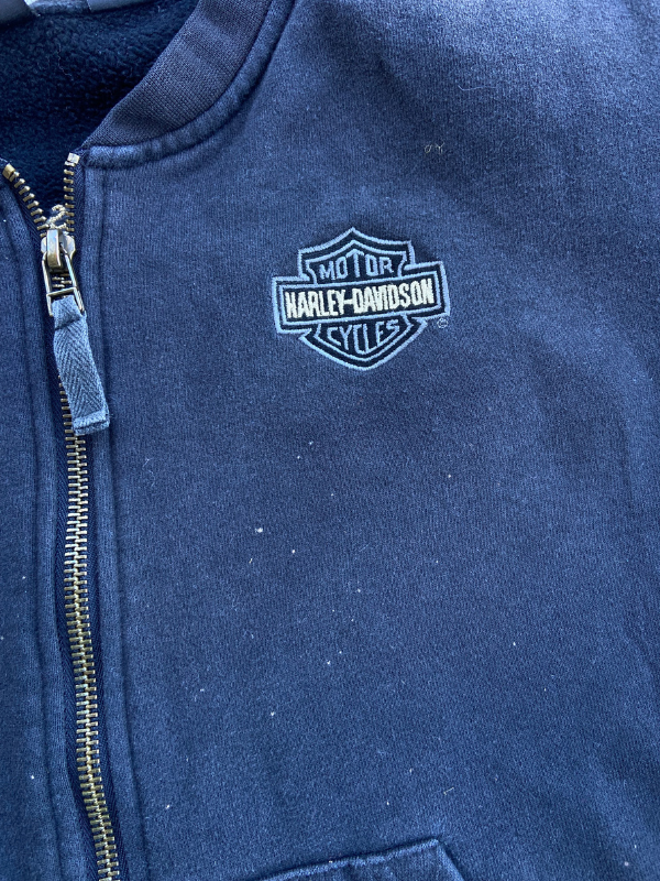 Black Harley Davidson cropped zip up jacket, L