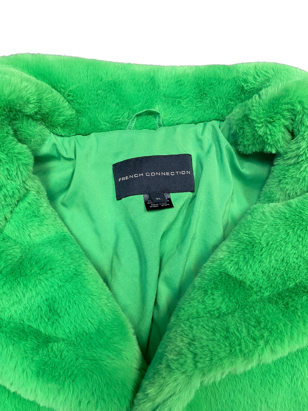 green french connection fluffy coat, XL