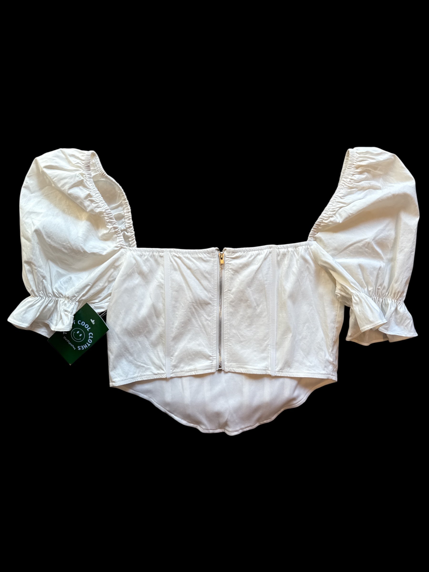 white  corset balloon sleeve top, m