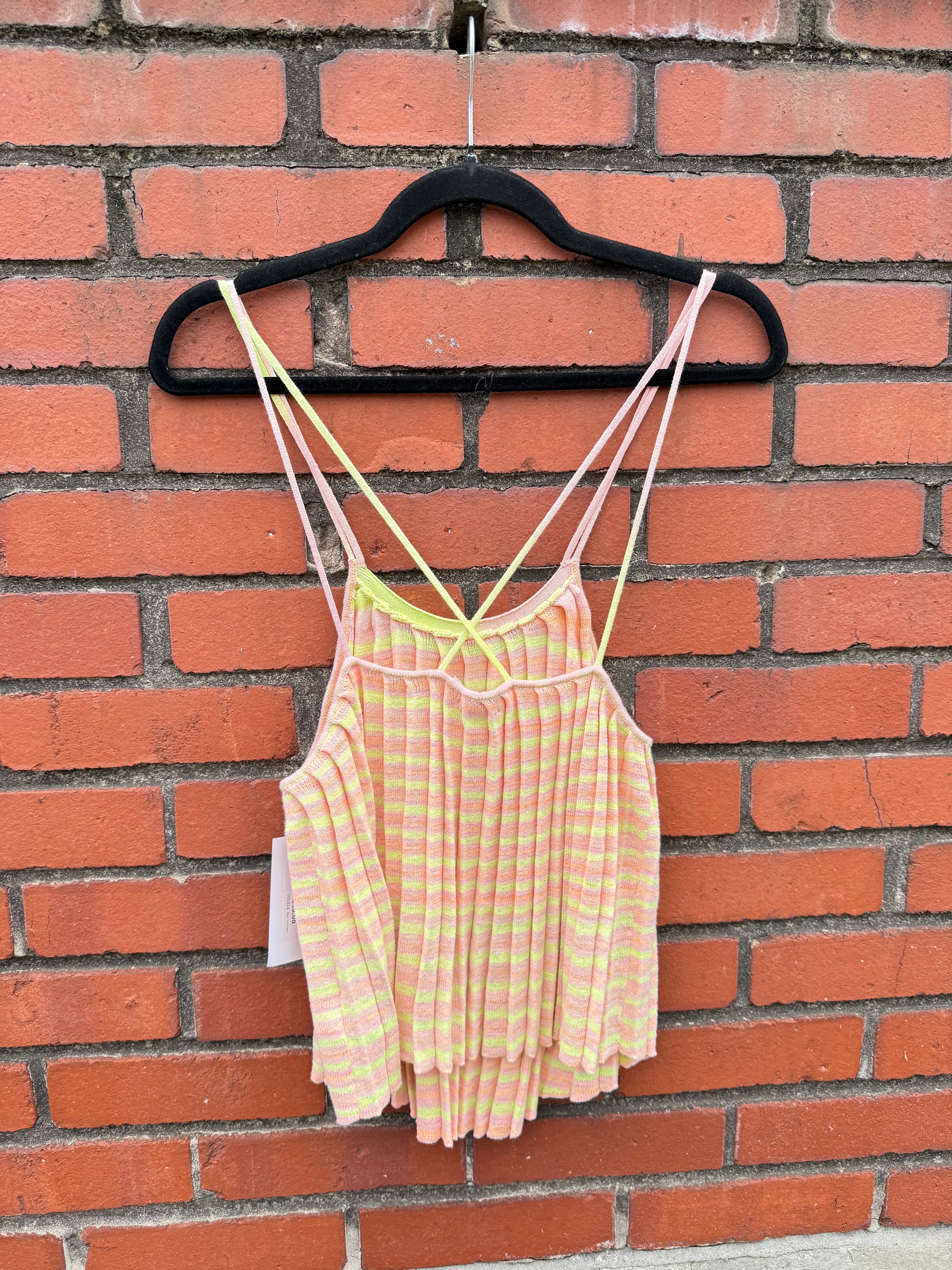 orange yellow kimchi blue striped pleated cami, m