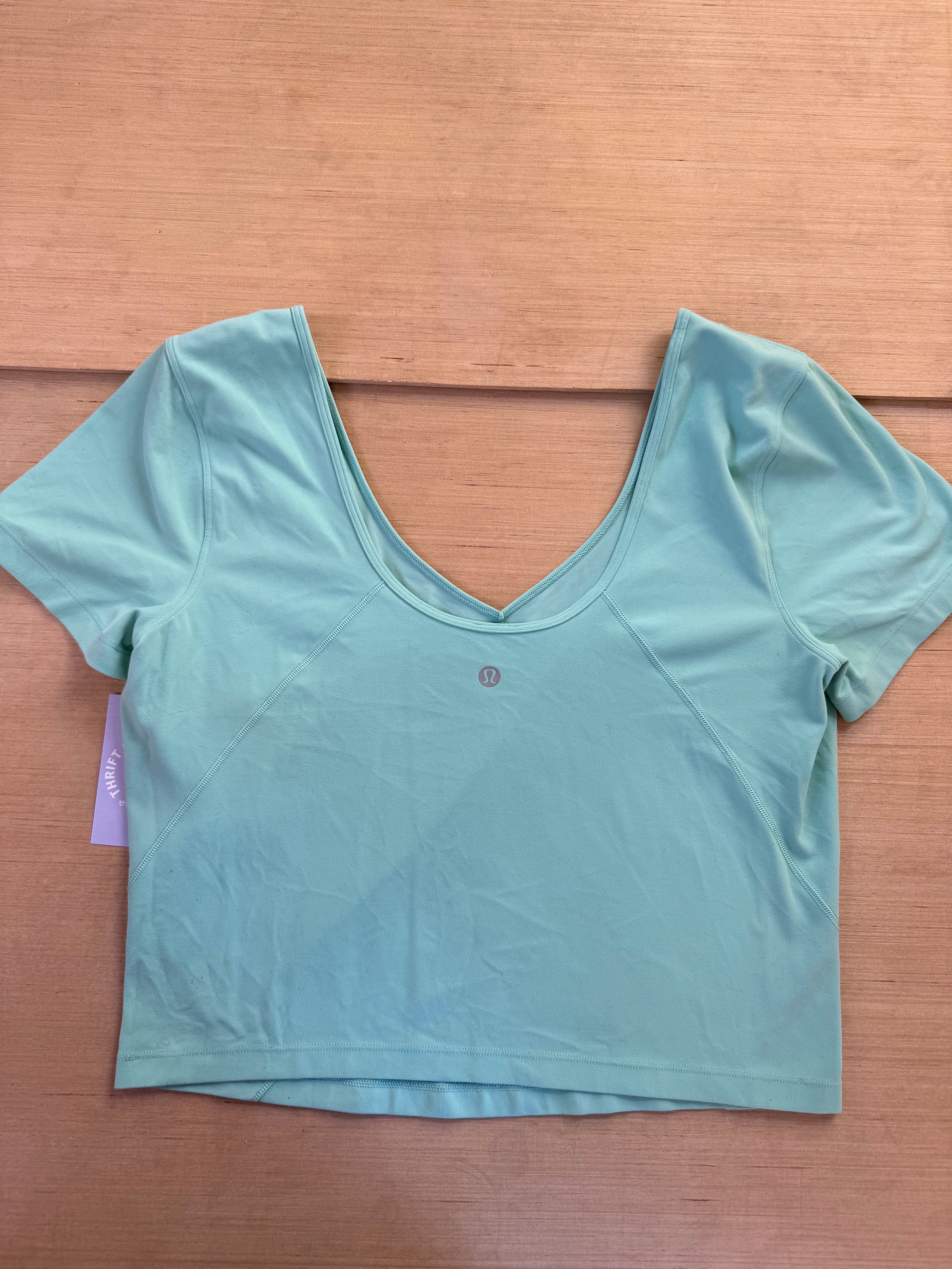 teal lululemon v neck athletic top, L
