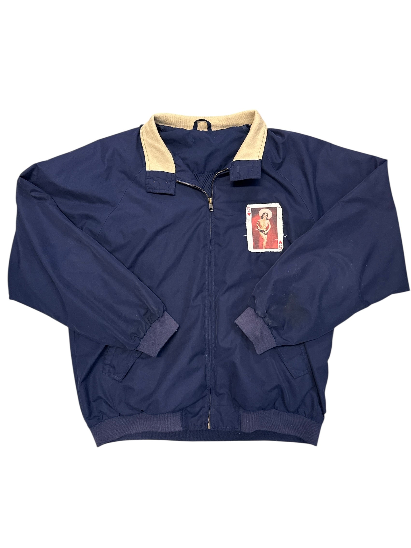 navy  zip up card jacket, m