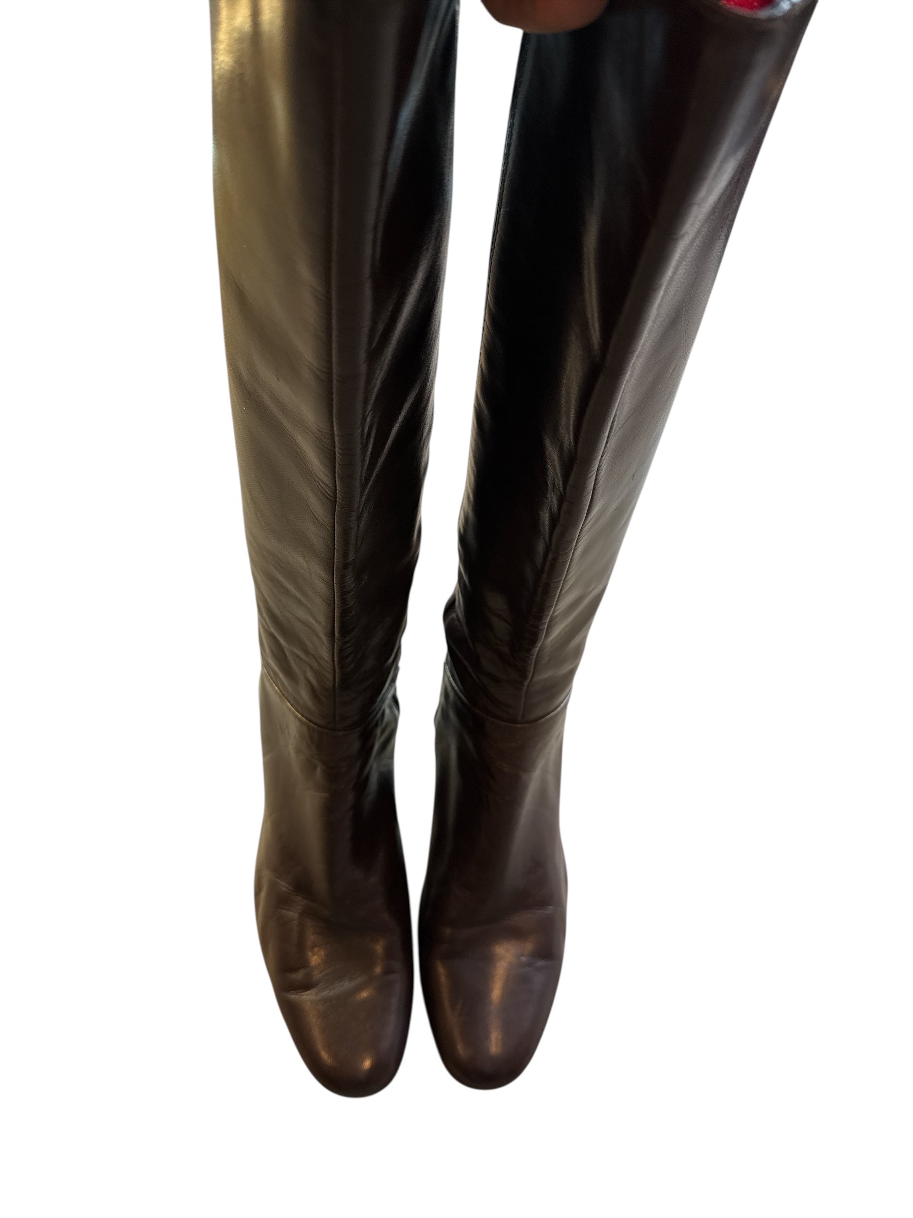 brown bandolino kitten heel tall boot, 10